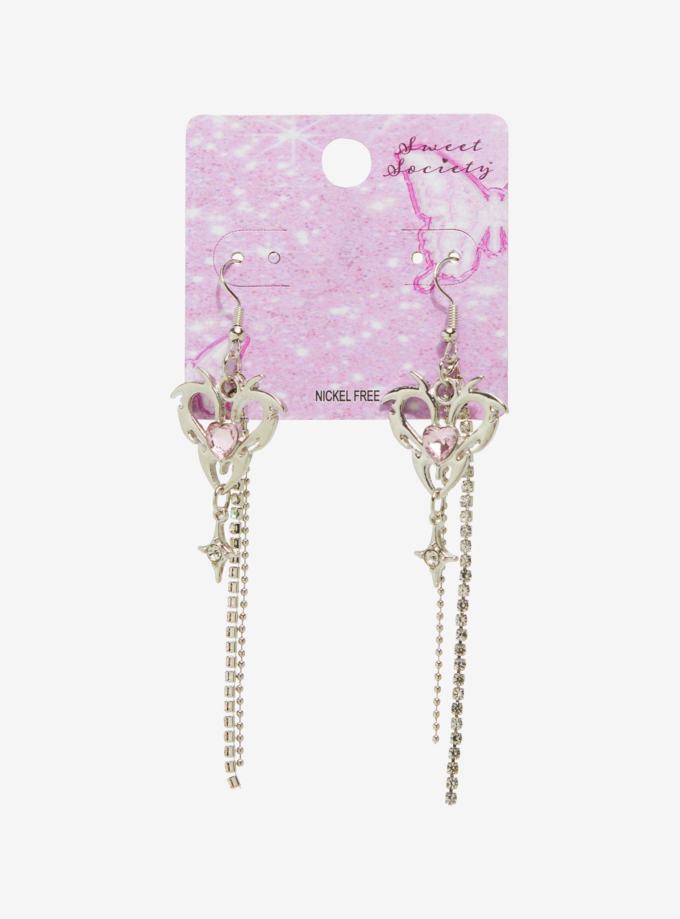 Sweet Society Jagged Heart Drop Earrings, , hi-res
