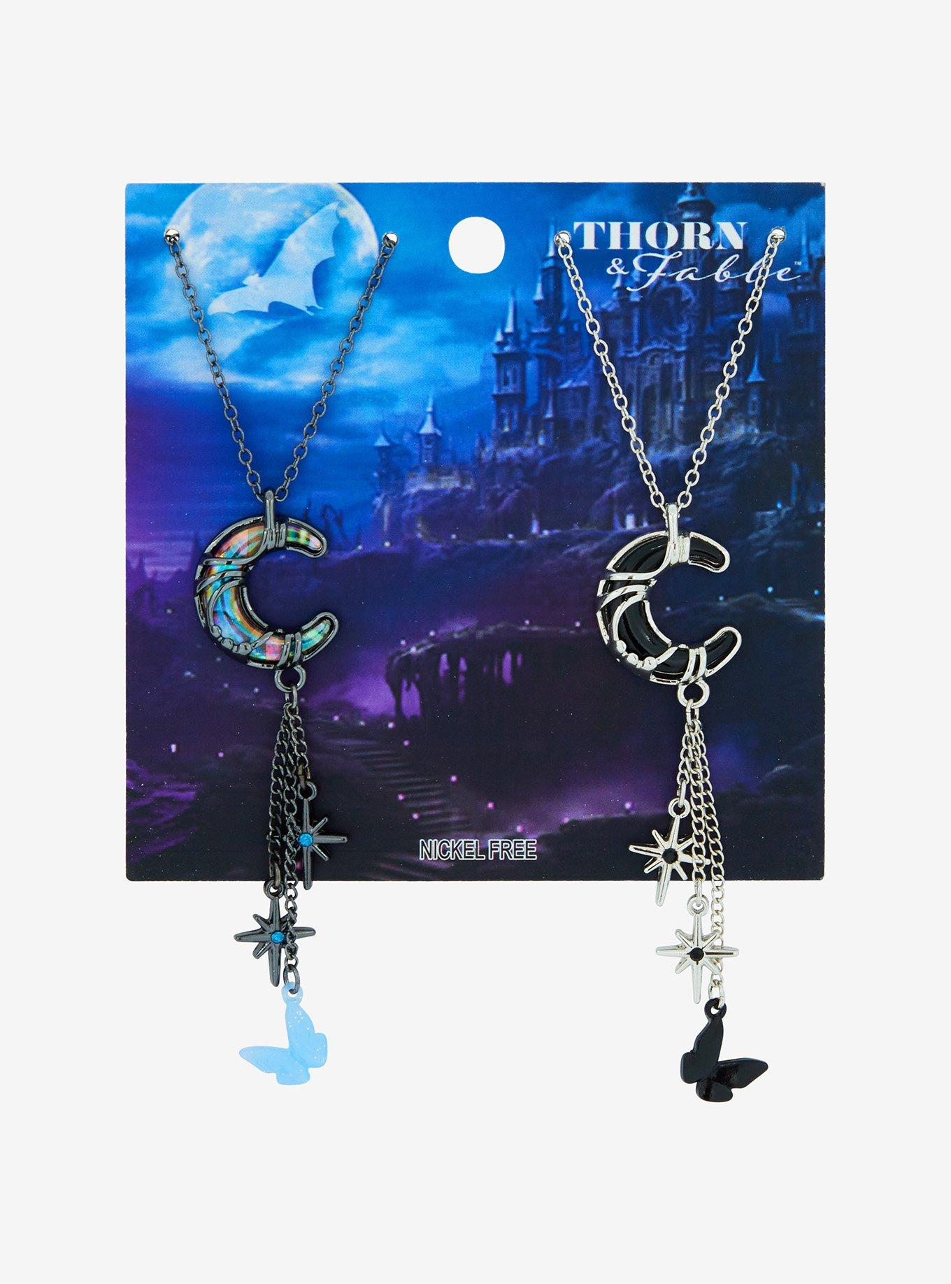 Thorn & Fable Wrapped Moon Charm Best Friend Necklace Set, , hi-res