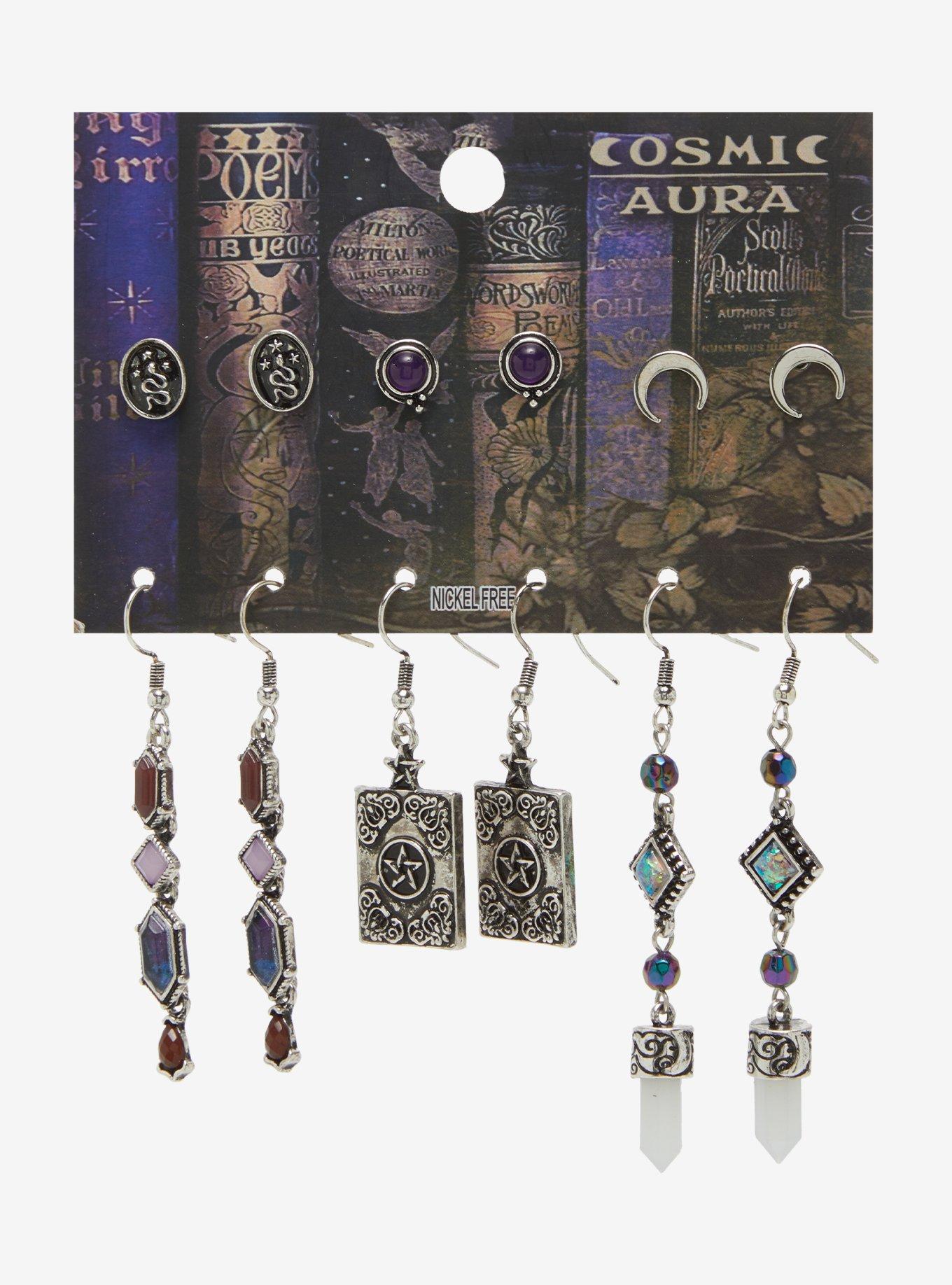 Cosmic Aura Spell Book Stone Earring Set, , hi-res