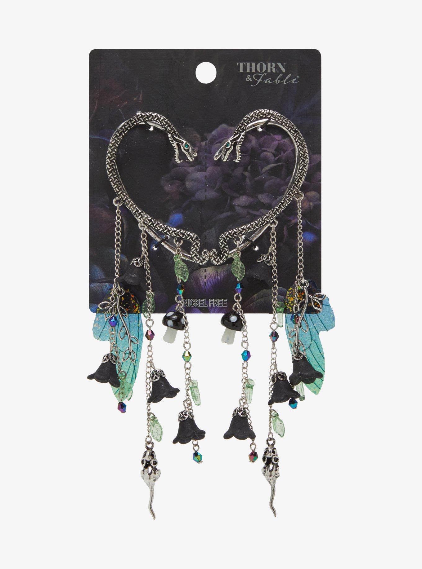Thorn & Fable Snake Rat Floral Ear Cuffs, , hi-res