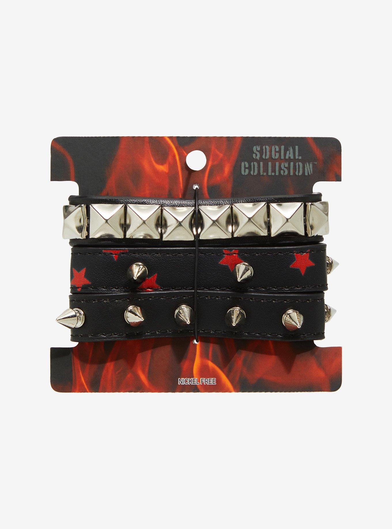 Social Collision Red Star Stud Bracelet Set, , hi-res