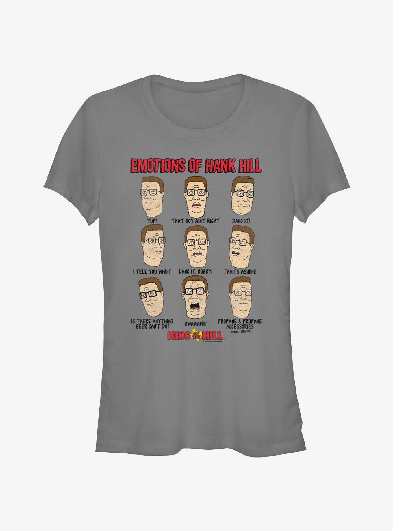 King of the Hill Emotions Of Hank Hill Girls T-Shirt, CHARCOAL, hi-res