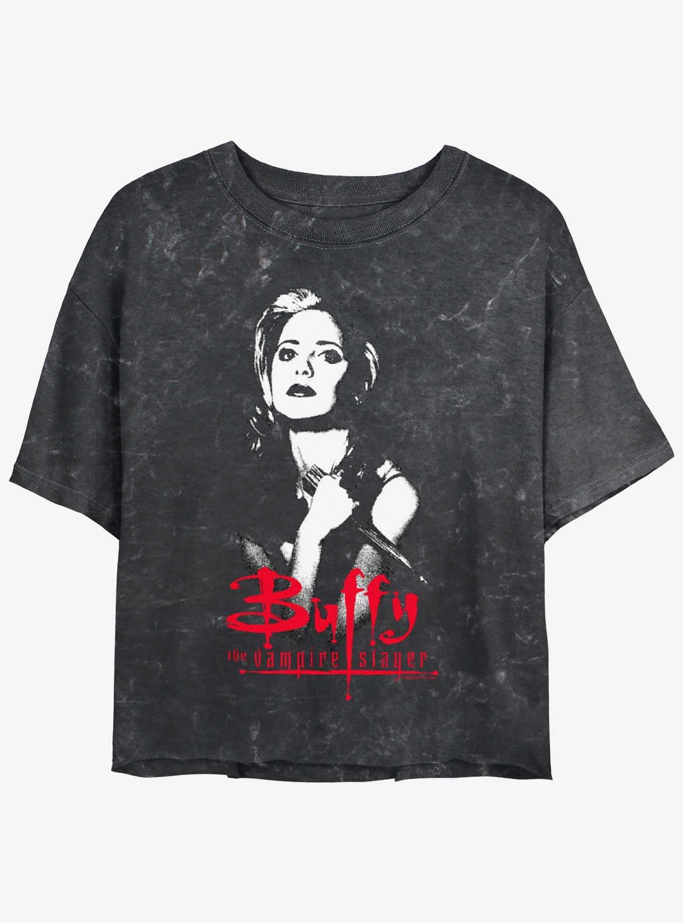 Buffy The Vampire Slayer Buffy Stake Girls Mineral Wash Crop T-Shirt, , hi-res