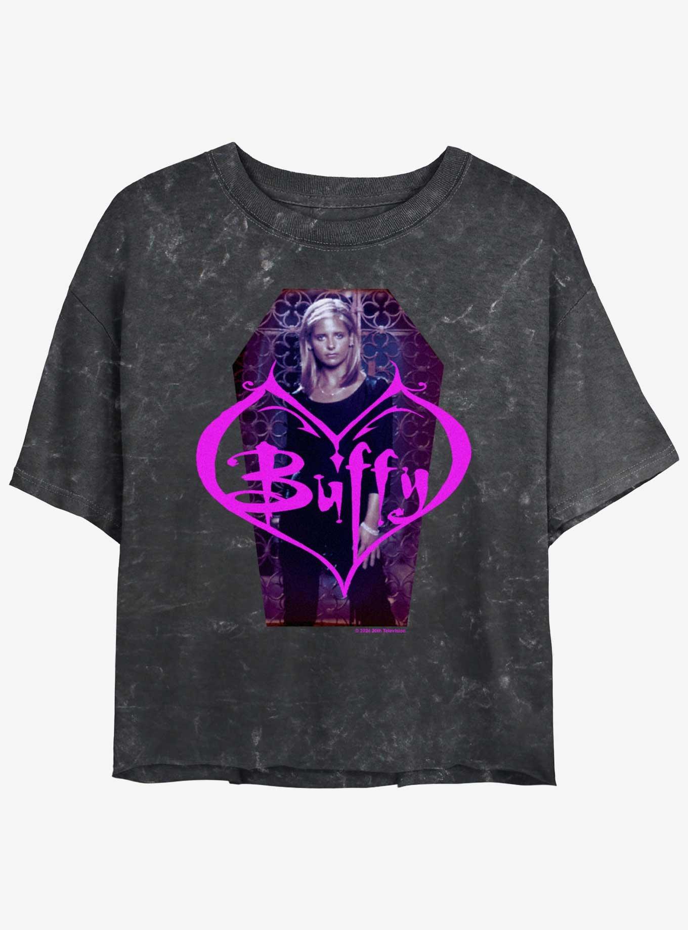 Buffy The Vampire Slayer Coffin Portrait Girls Mineral Wash Crop T-Shirt, , hi-res