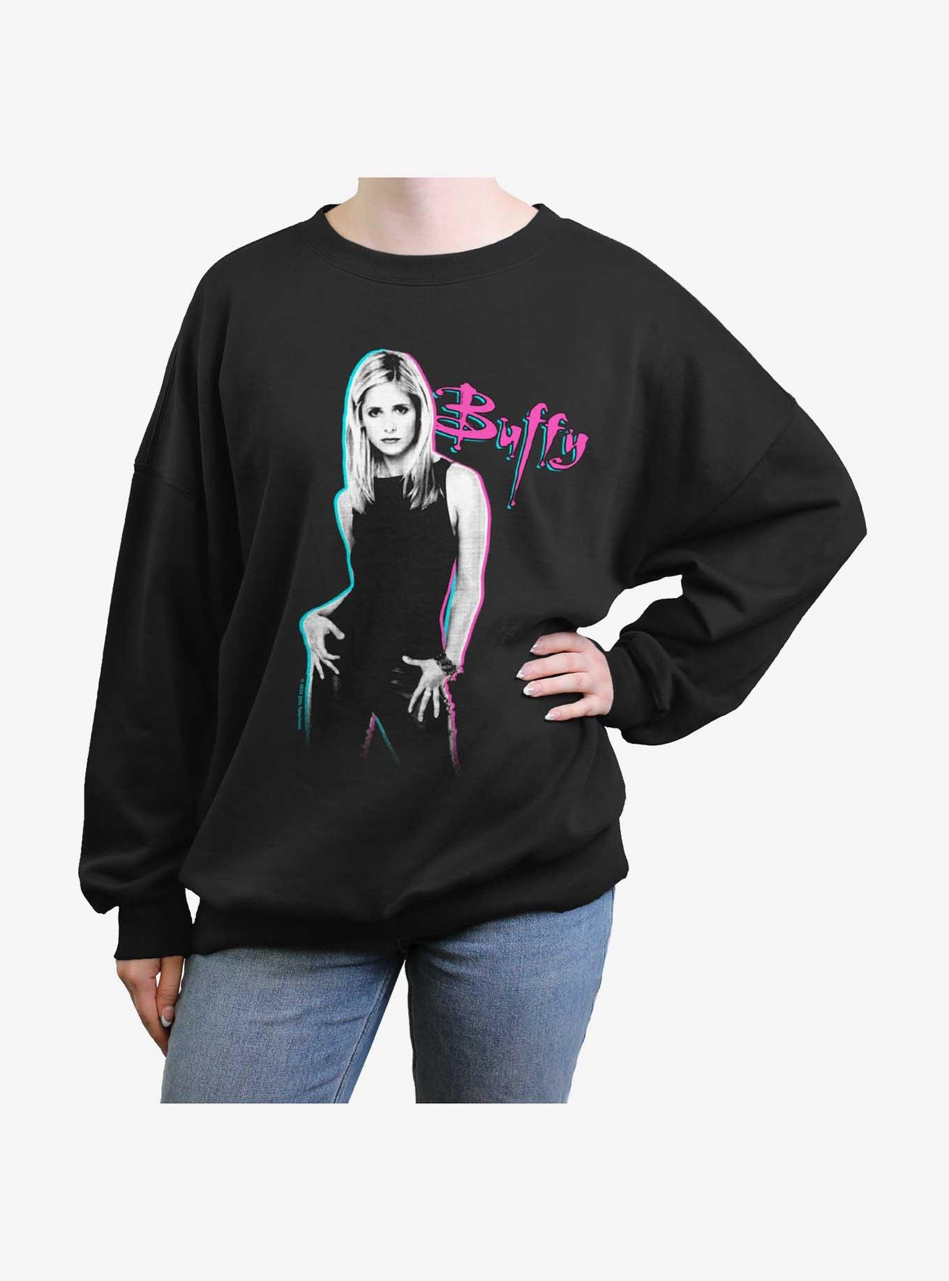 Buffy The Vampire Slayer Retro Girls Oversized Sweatshirt, BLACK, hi-res