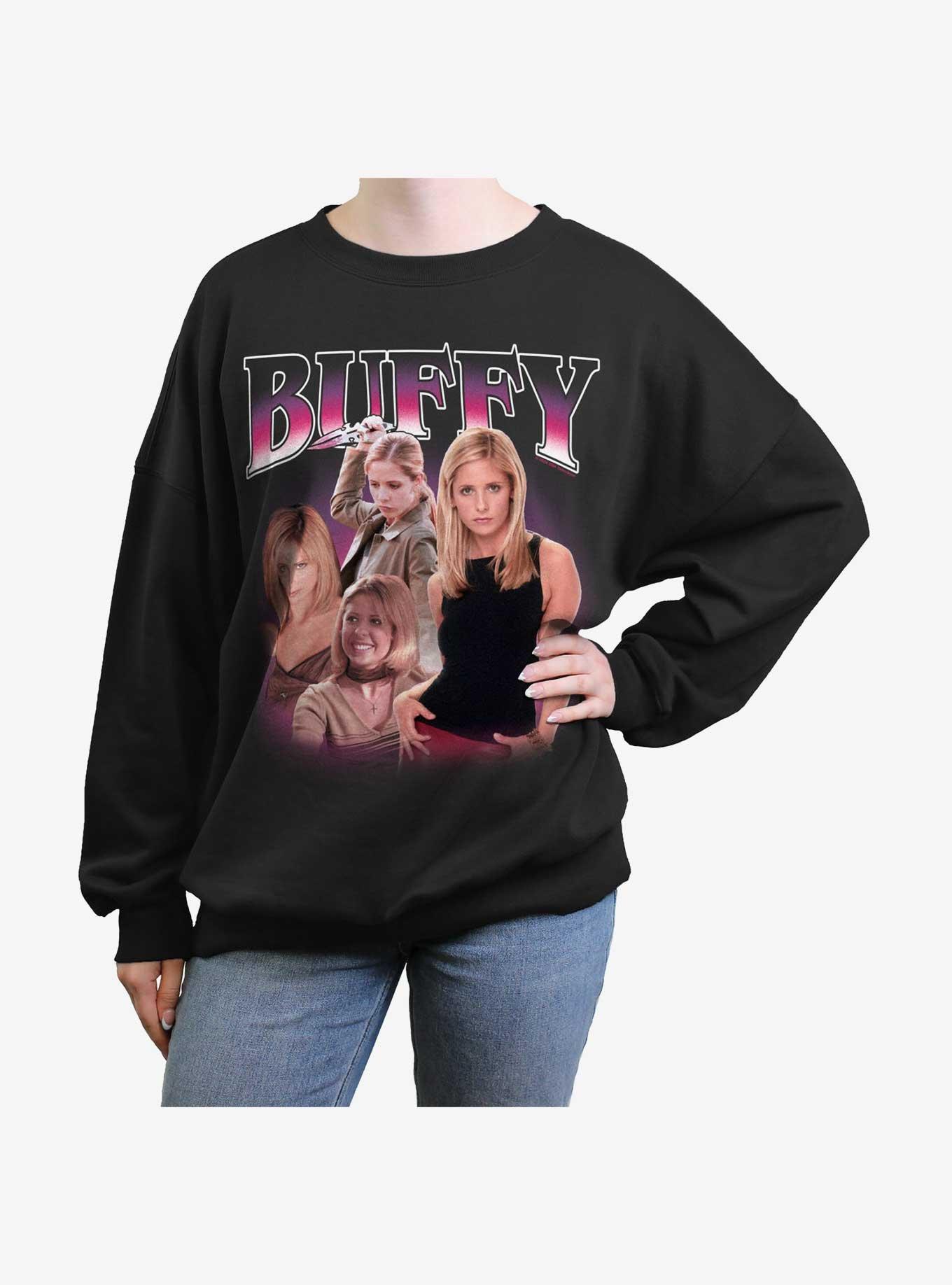 Buffy The Vampire Slayer Buffy Retro Montage Girls Oversized Sweatshirt, BLACK, hi-res