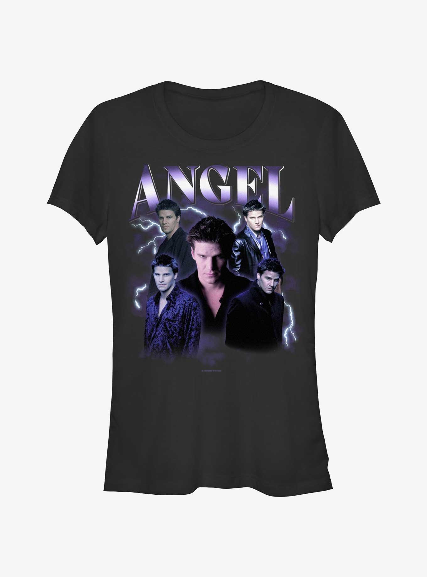 Buffy The Vampire Slayer Angel Retro Montage Girls T-Shirt, BLACK, hi-res