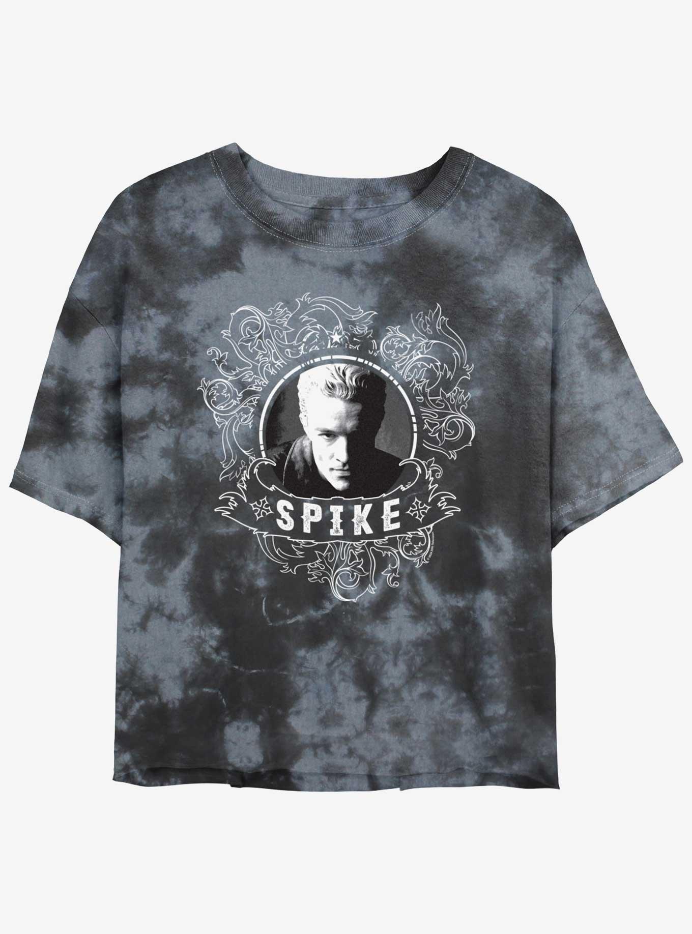 Buffy The Vampire Slayer Spike Bust Pose Girls Tie-Dye Crop T-Shirt, BLKCHAR, hi-res