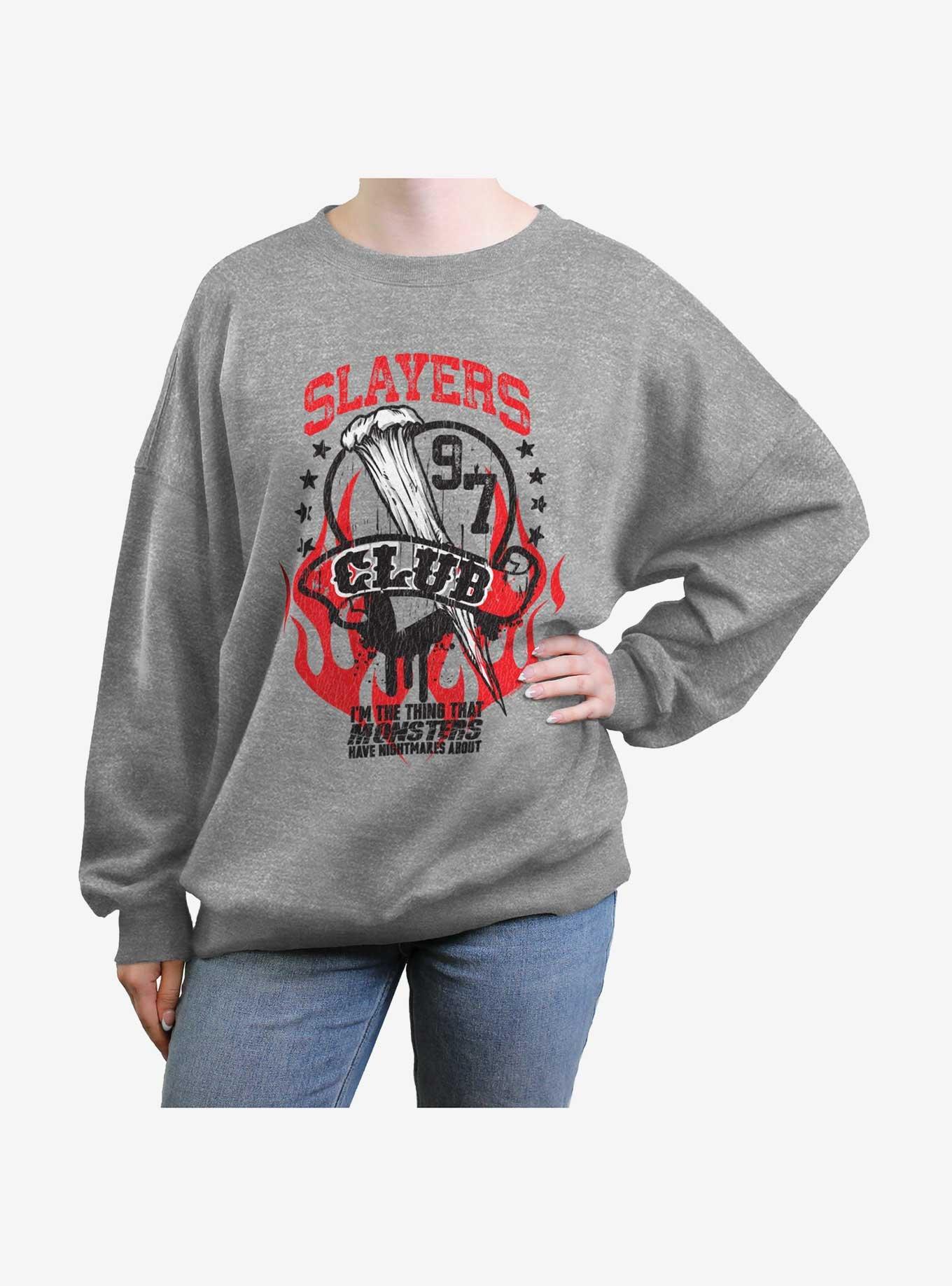 Buffy The Vampire Slayer Slayers Club Girls Oversized Sweatshirt, HEATHER GR, hi-res