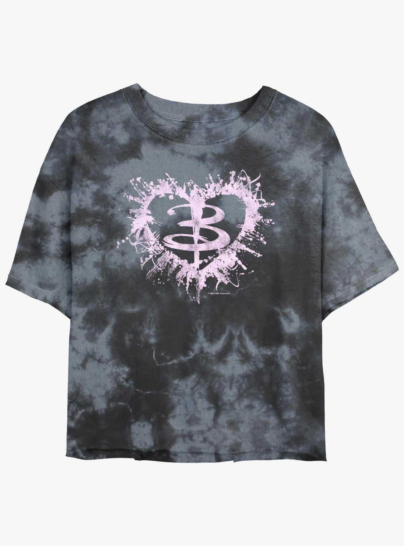 Buffy The Vampire Slayer Buffy Heart Logo Girls Tie-Dye Crop T-Shirt, , hi-res