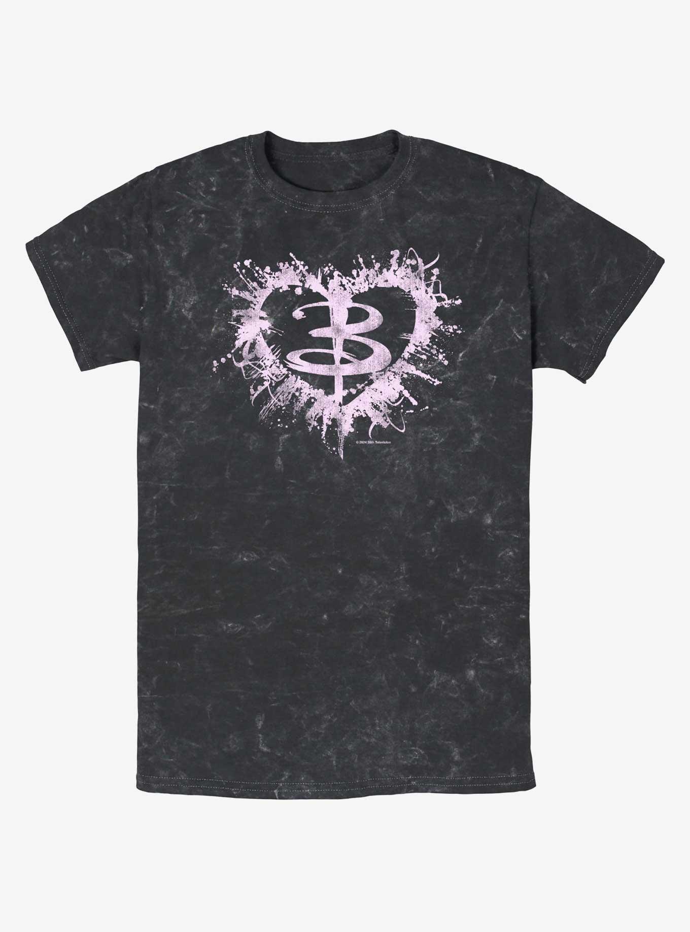 Buffy The Vampire Slayer Buffy Heart Logo Mineral Wash T-Shirt, BLACK, hi-res
