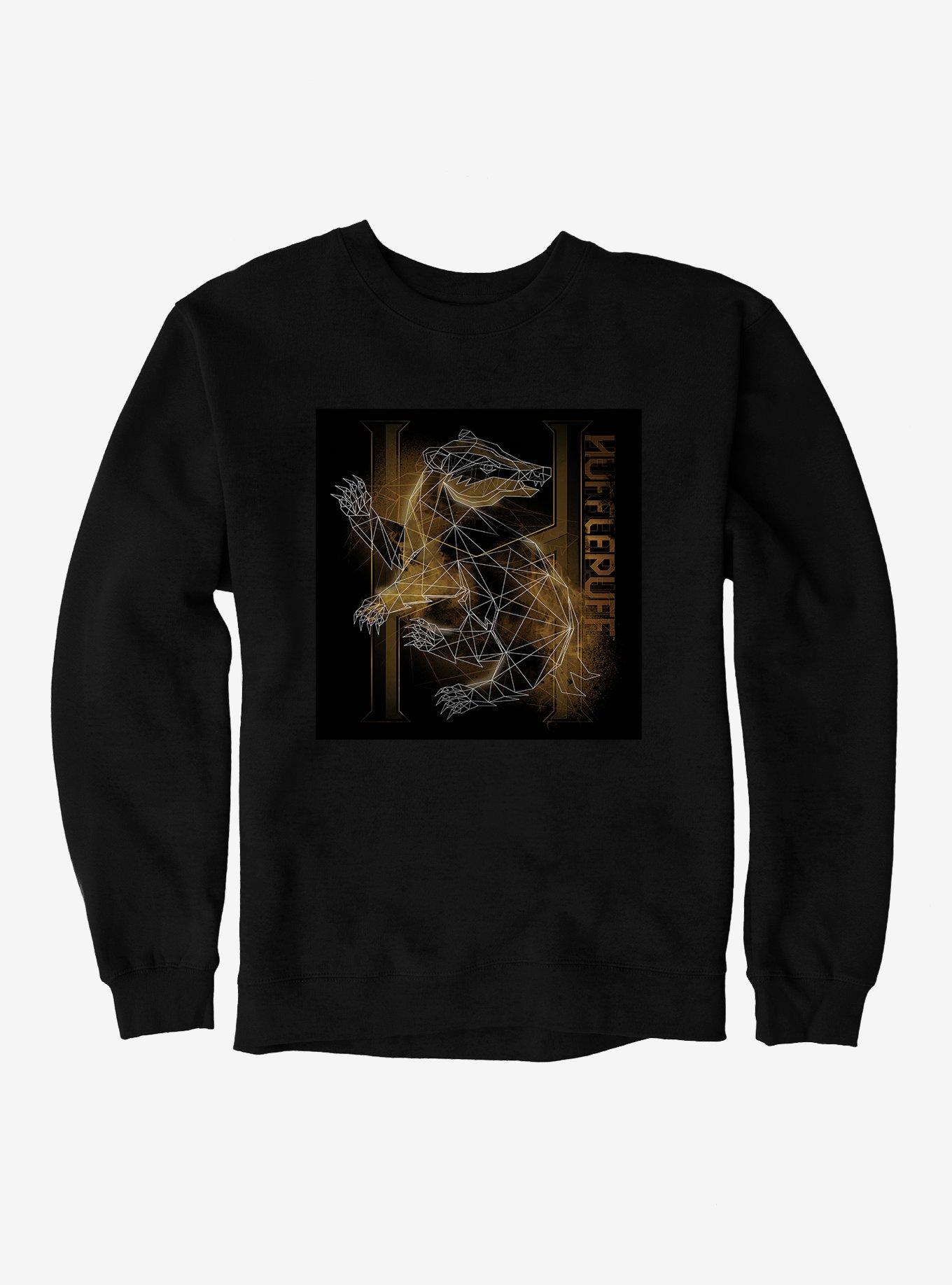 Harry Potter Hufflepuff Logo Outline Heather Oatmeal Sweatshirt