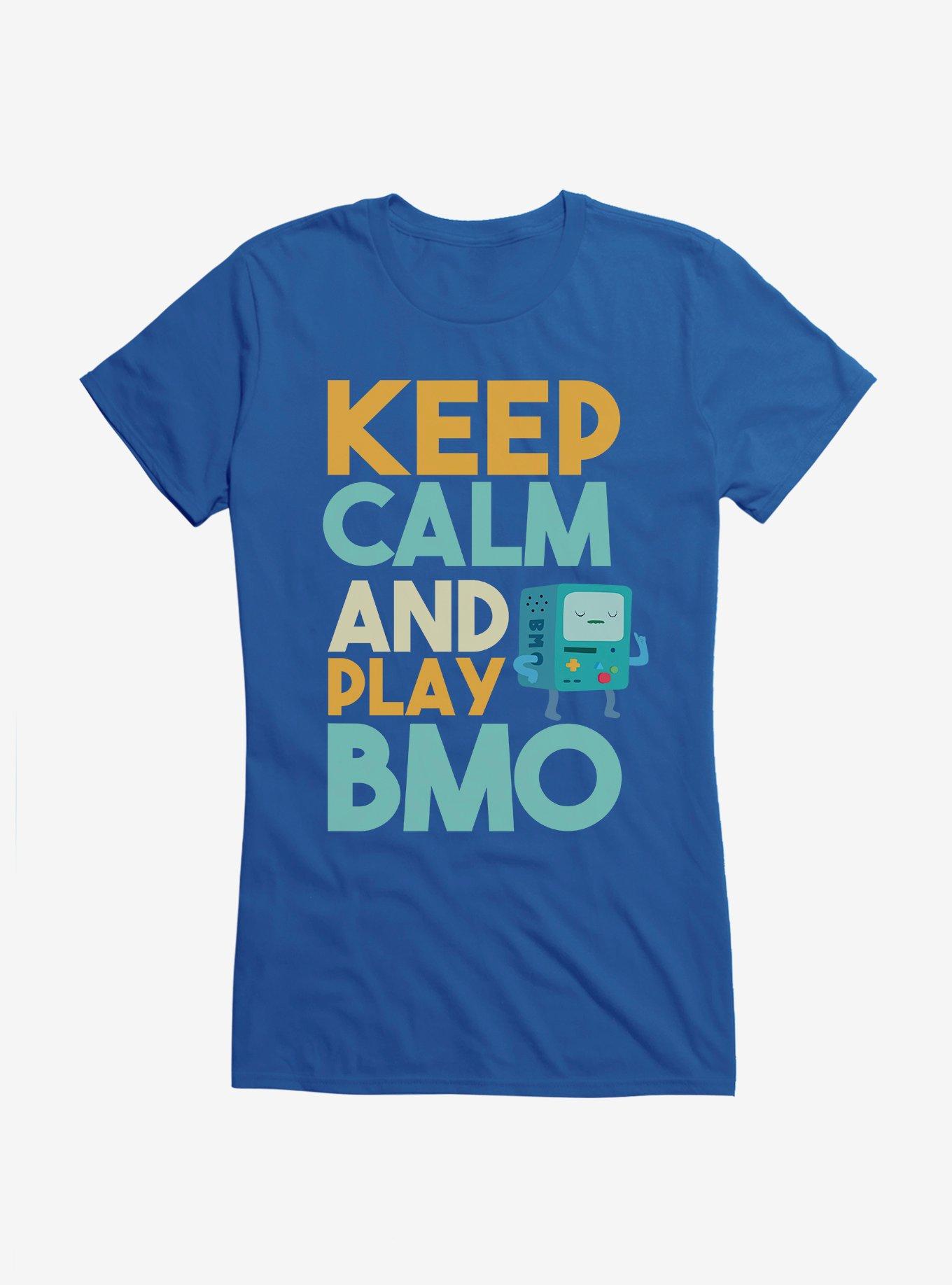 Adventure Time Keep Calm And Play BMO Girls T-Shirt, ROYAL, hi-res
