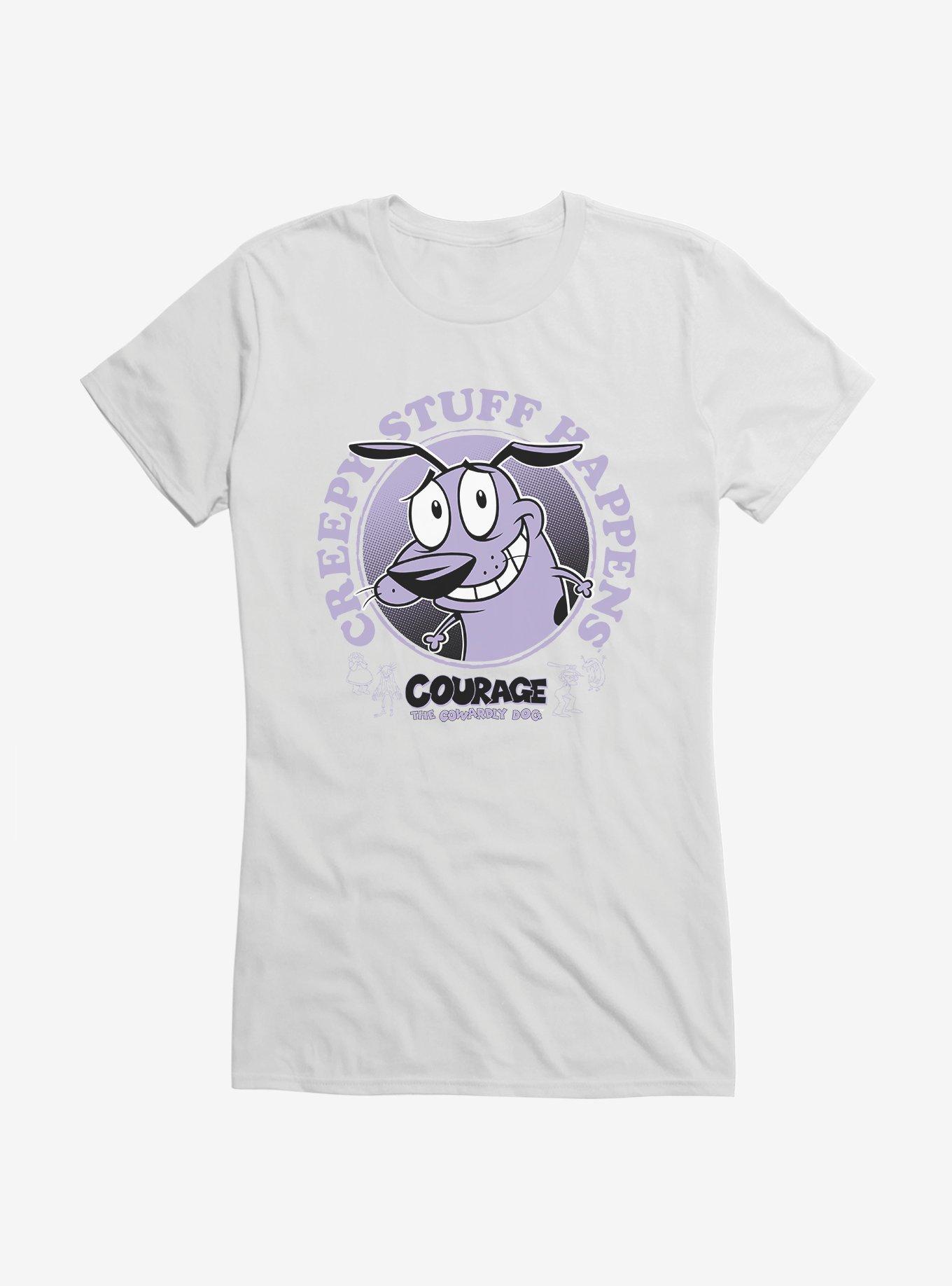 Courage The Cowardly Dog Creepy Stuff Happens Girls T-Shirt, WHITE, hi-res