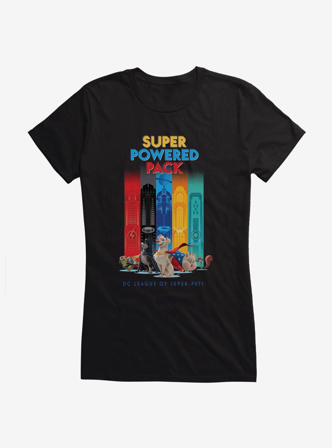 DC Comics League Of Super-Pets Super Powered Pack City View Girls T-Shirt, BLACK, hi-res