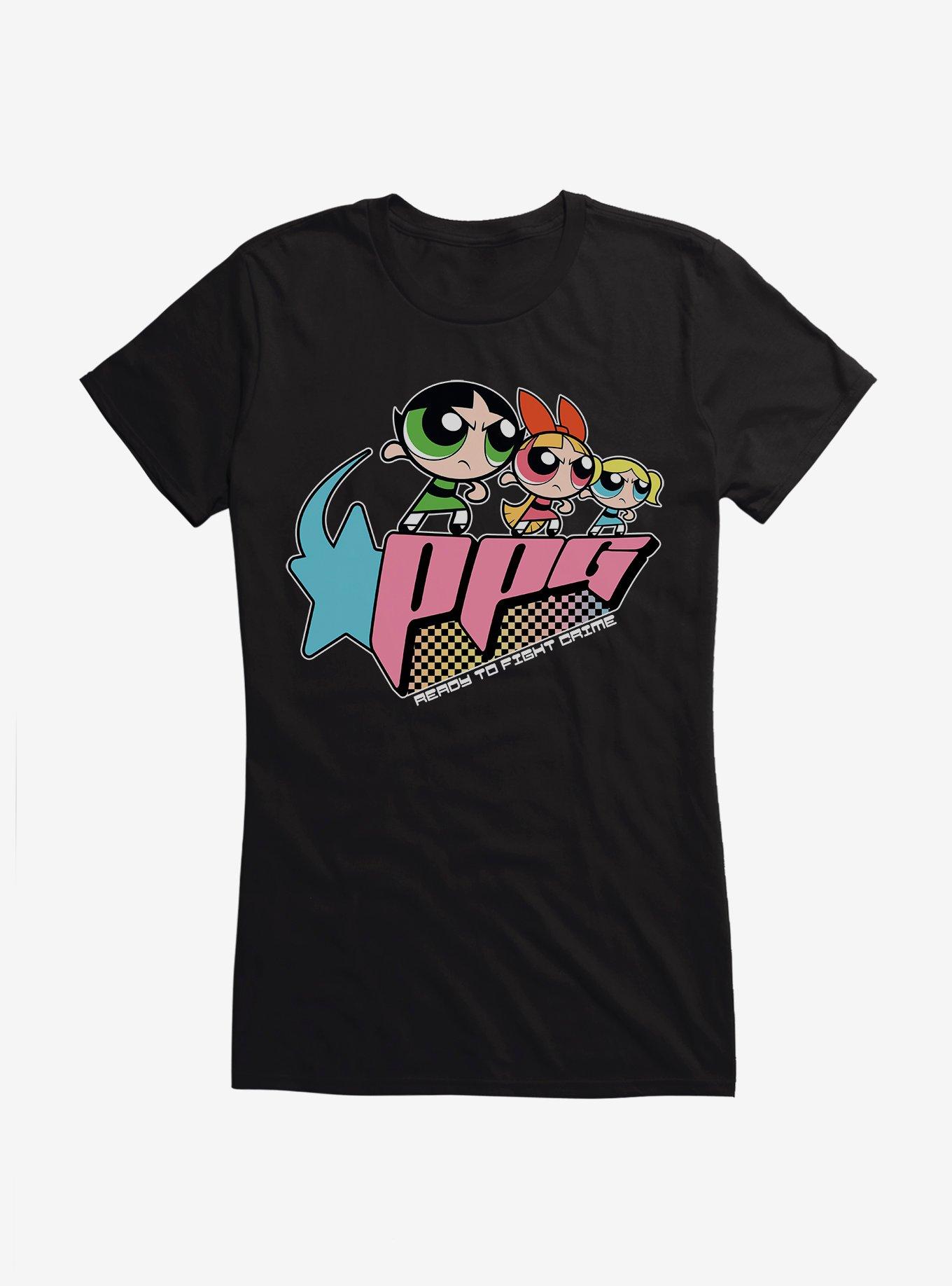 Powerpuff Gilrs Ready To Fight Crime Girls T-Shirt, BLACK, hi-res