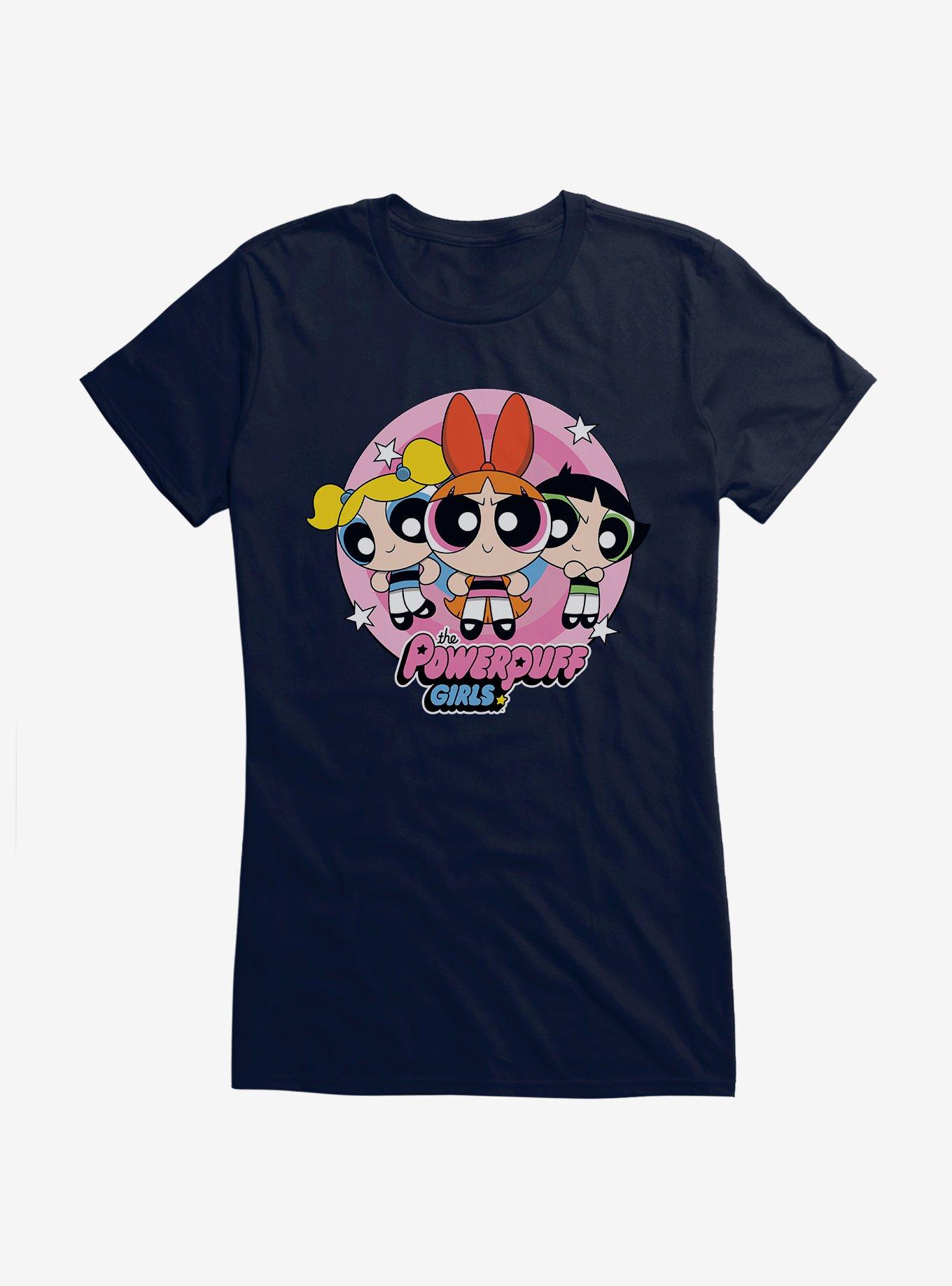 Powerpuff Girls Heroine Stance Girls T-Shirt, NAVY, hi-res
