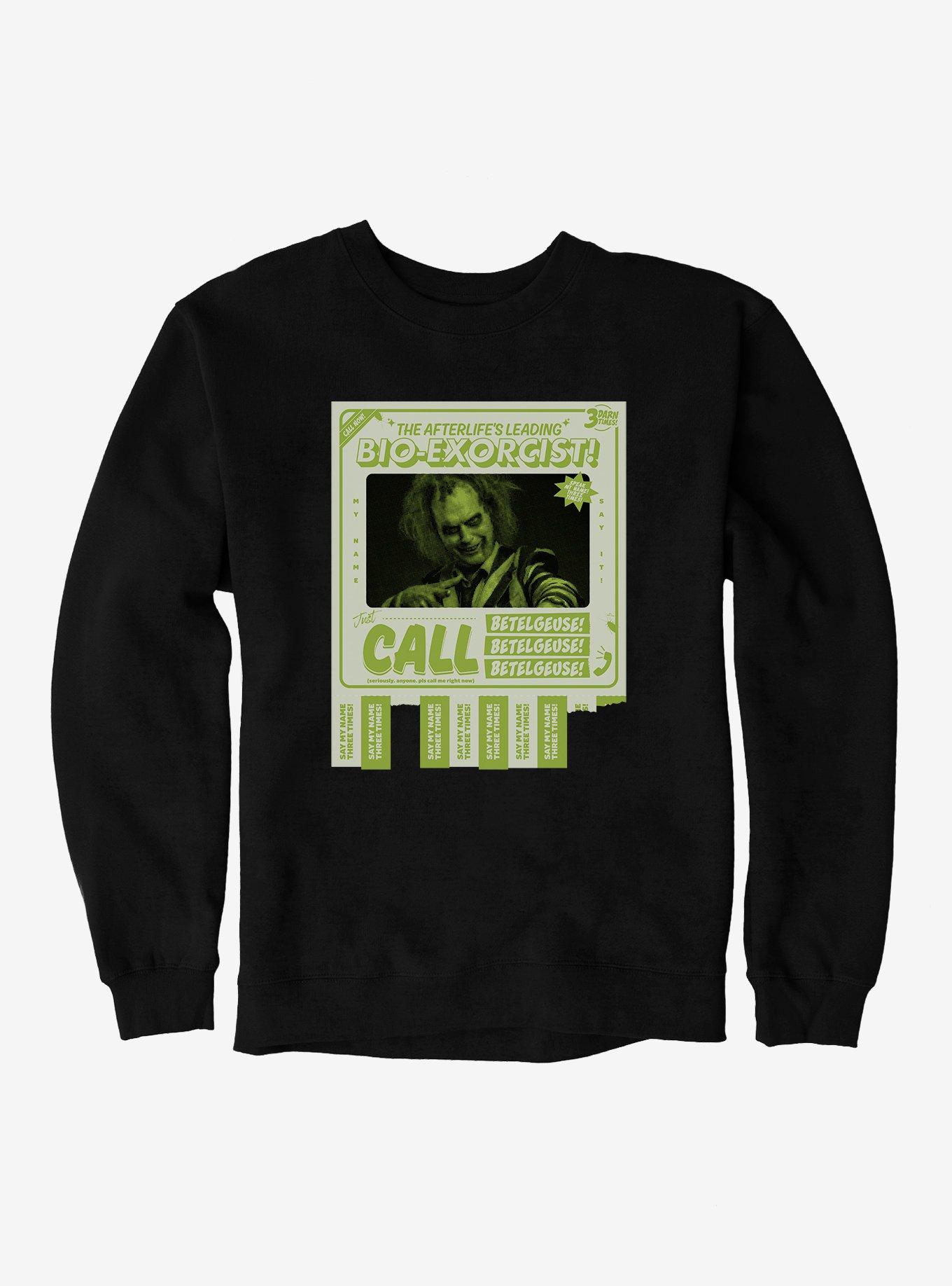 Beetlejuice Beetlejuice Bio-Exorcist Beetlguese Tear-Off Flyer Sweatshirt, , hi-res