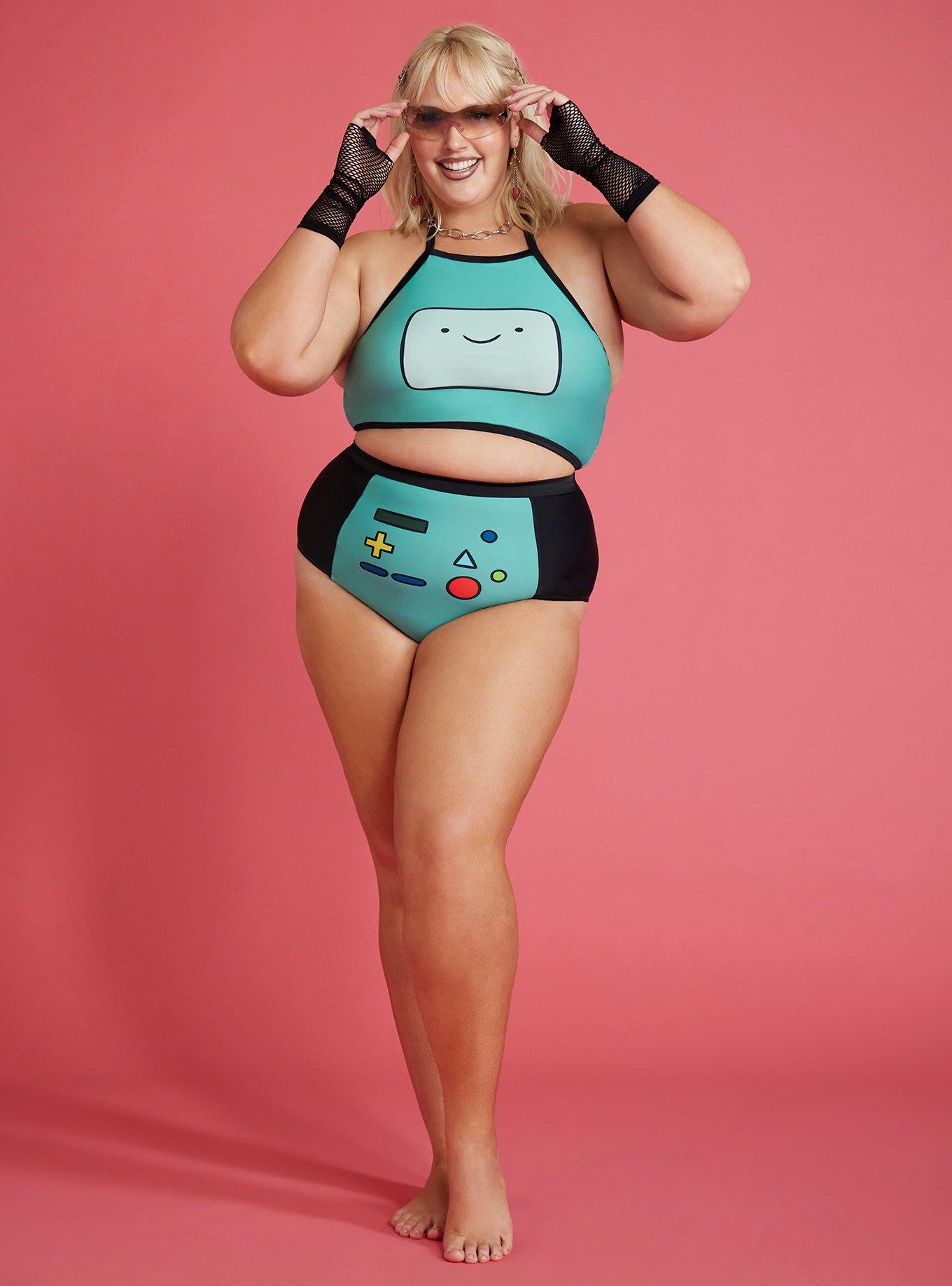 Adventure Time BMO High-Waisted Swim Bottoms Plus Size, , hi-res