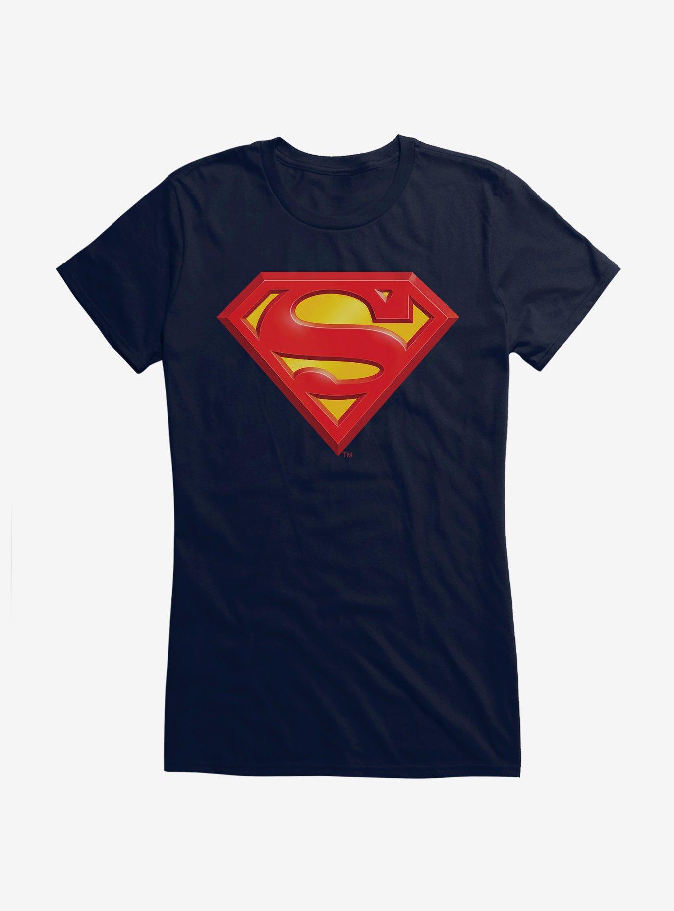 DC Comics Superman Classic Logo Girls T-Shirt, NAVY, hi-res