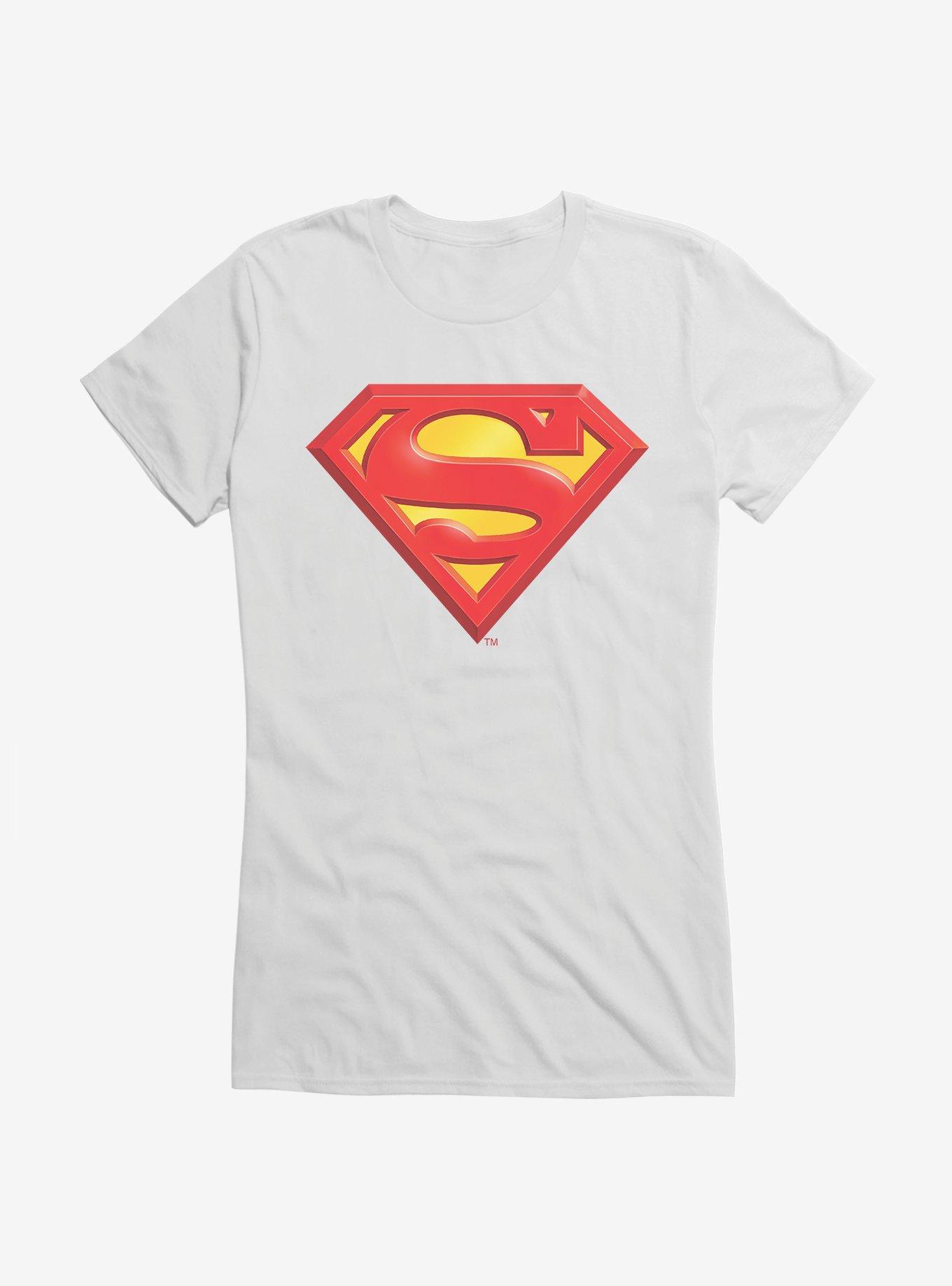 DC Comics Superman Classic Logo Girls T-Shirt, WHITE, hi-res