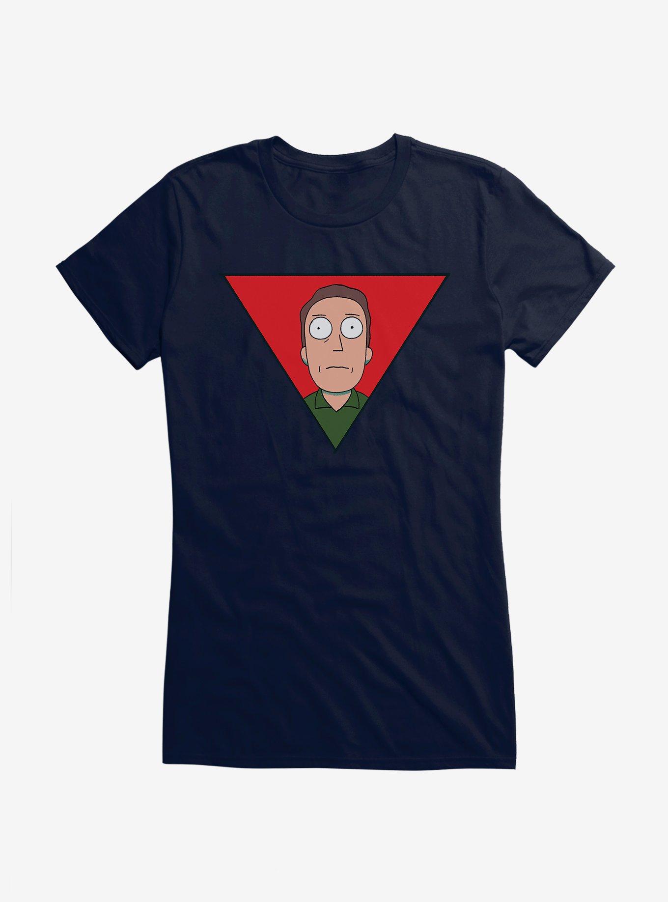 Rick And Morty Jerry Triangle Girls T-Shirt, NAVY, hi-res