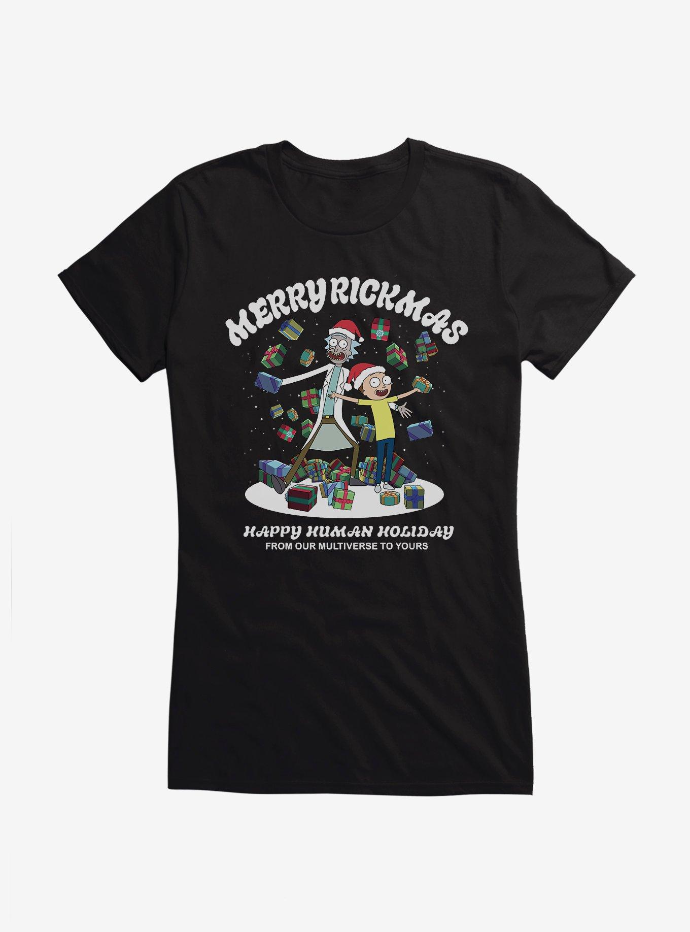 Rick And Morty Merry Rickmas Girls T-Shirt, BLACK, hi-res