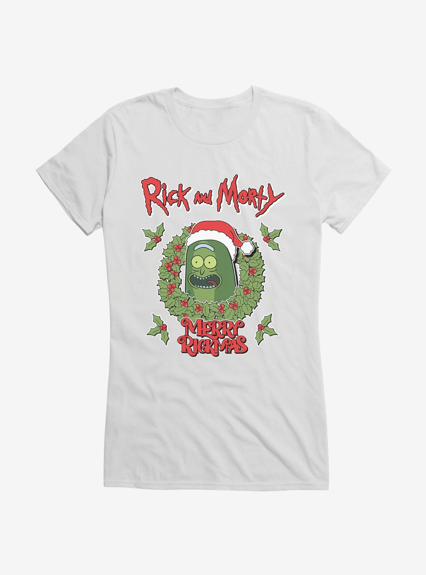 Rick And Morty Pickle Rick Merry Rickmas Girls T-Shirt, WHITE, hi-res