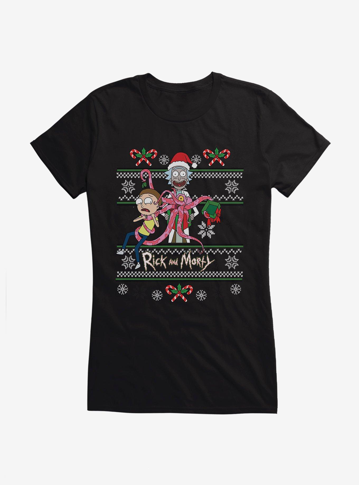 Rick And Morty Ugly Christmas Sweater Girls T-Shirt, , hi-res