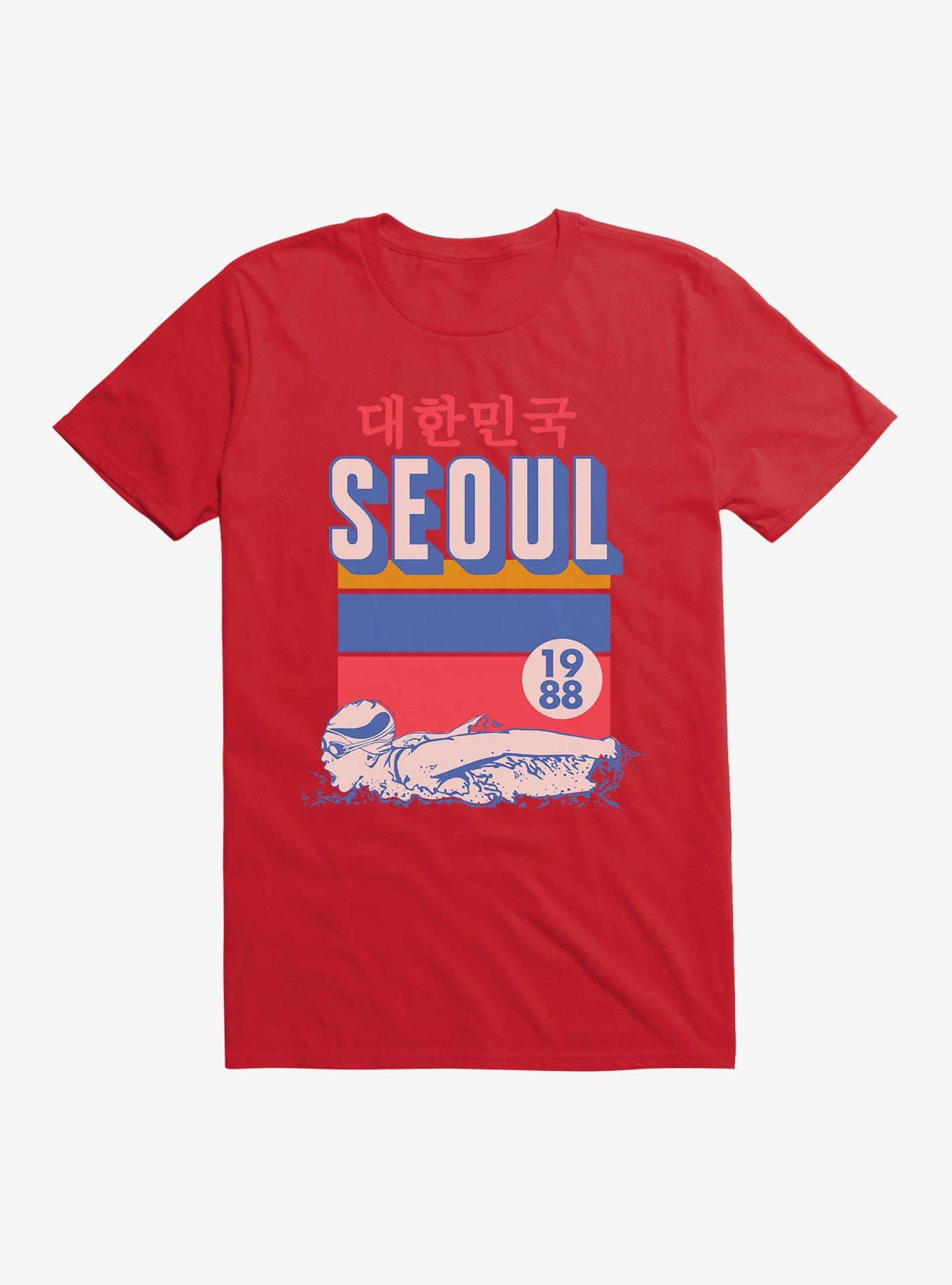 Olympic Swimming Seoul 1988 T-Shirt, RED, hi-res