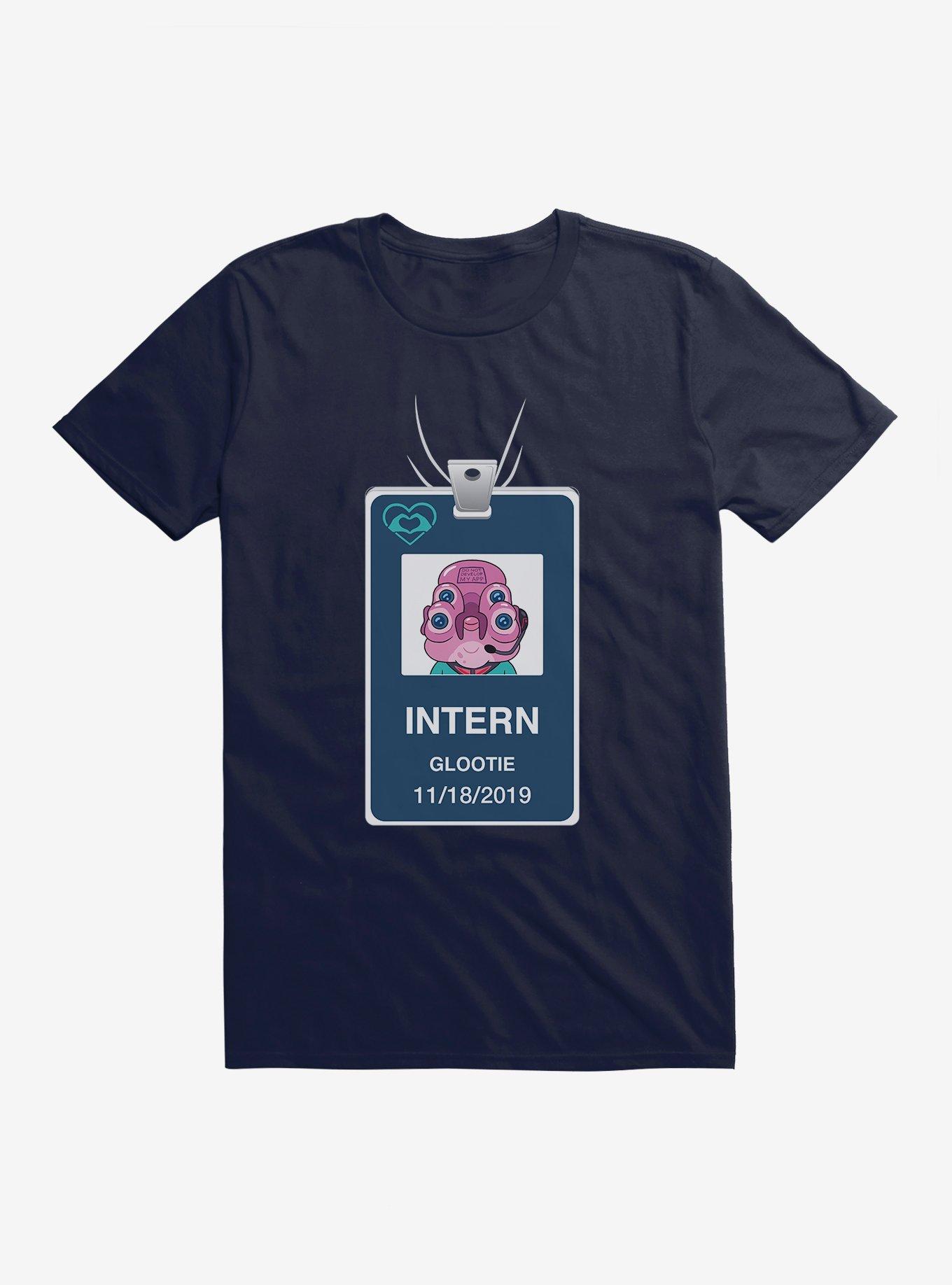 Rick And Morty Glootie Intern Badge T-Shirt, NAVY, hi-res