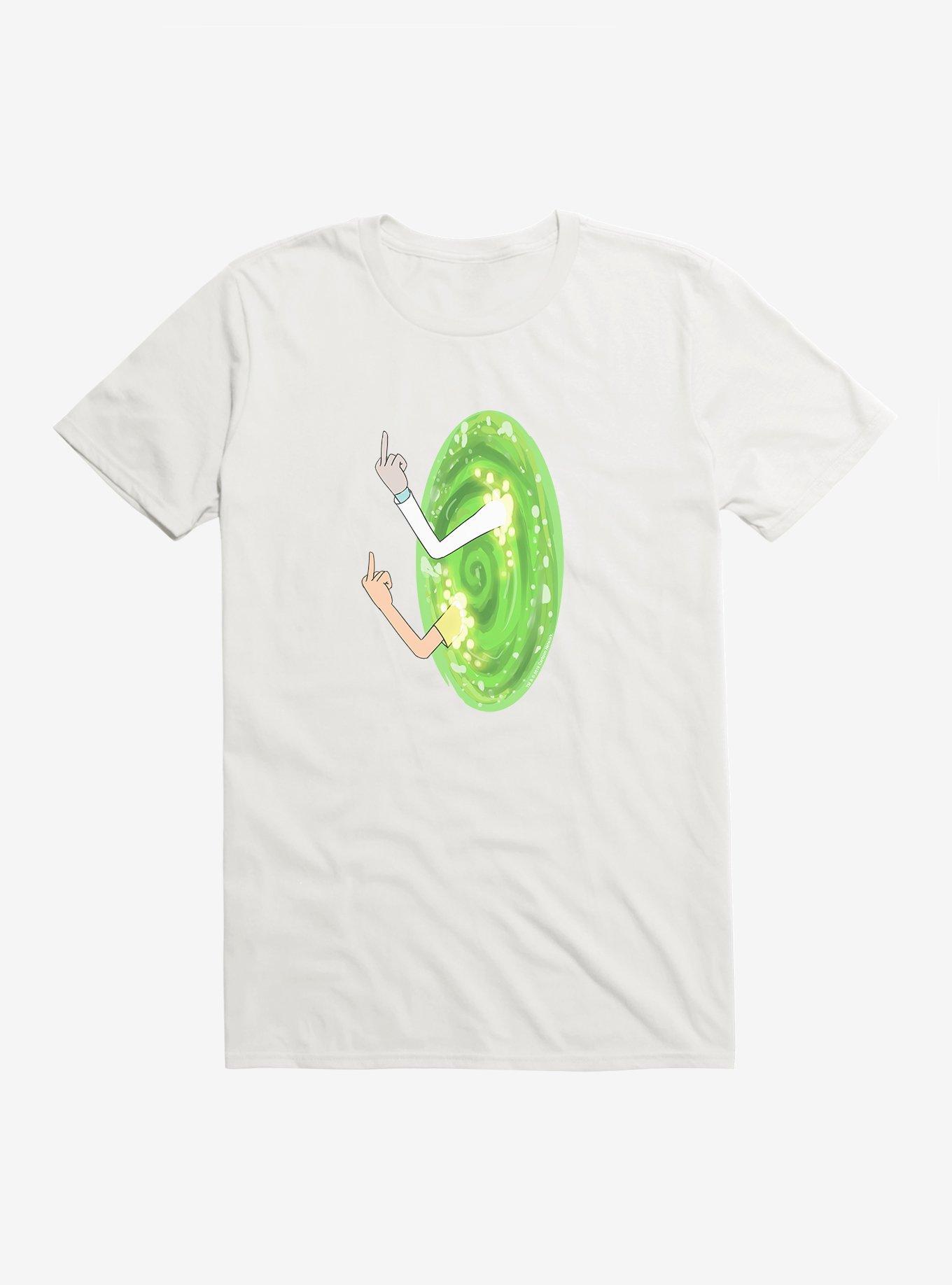 Rick and Morty Portal Middle Finger T-Shirt, WHITE, hi-res