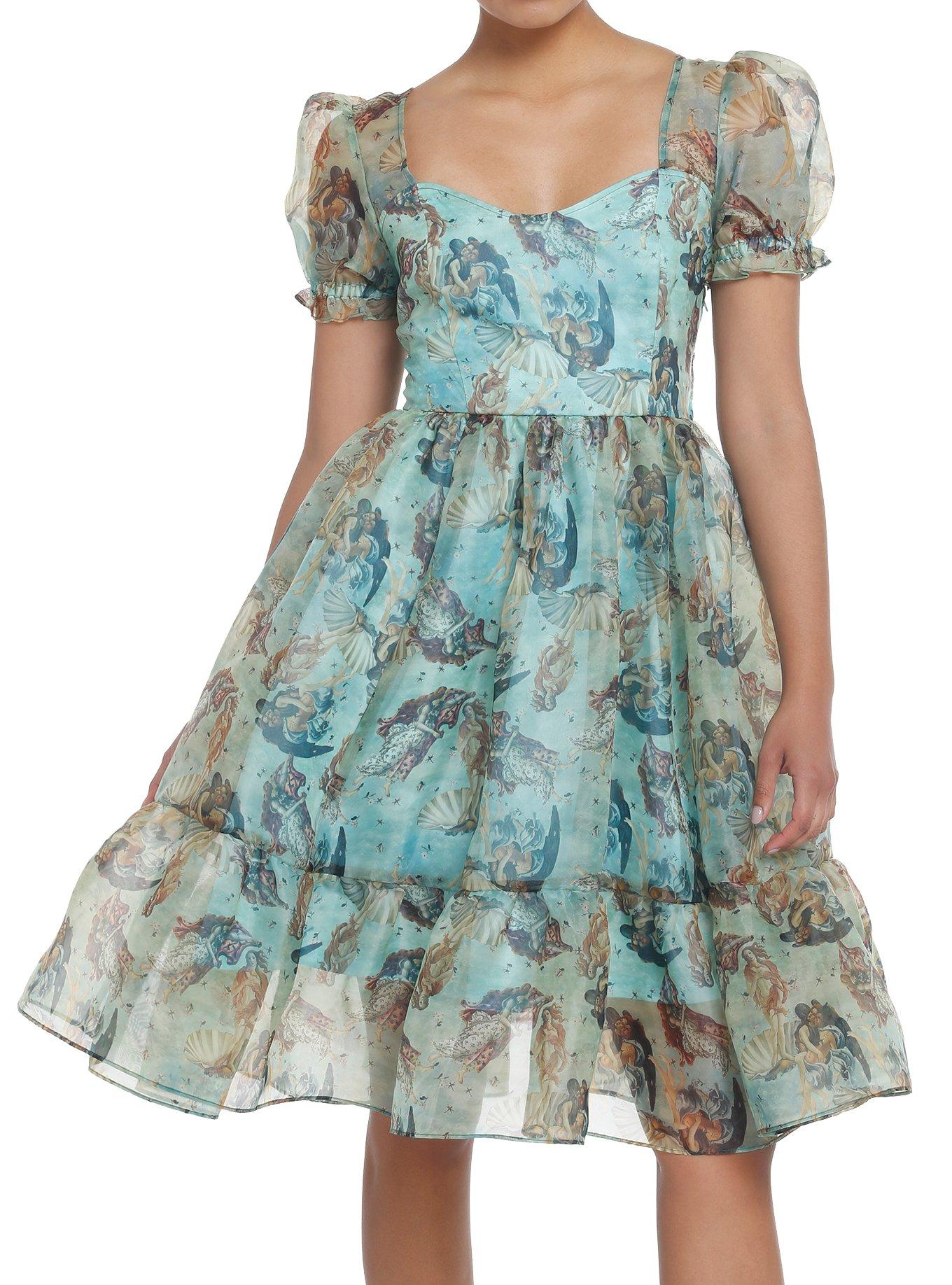 Thorn & Fable The Birth Of Venus Mesh Puff Sleeve Dress, , hi-res
