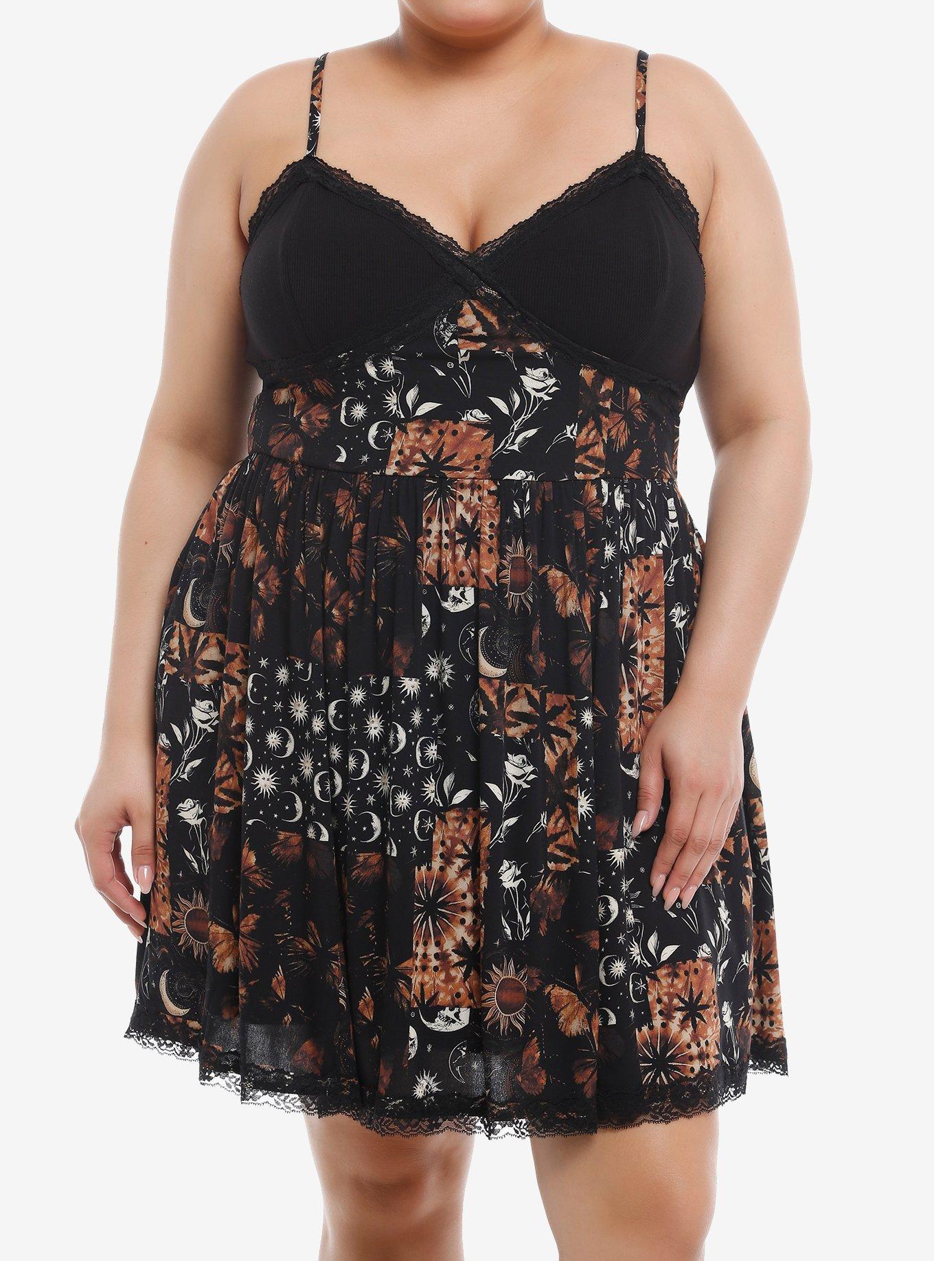 Cosmic Aura® Celestial Patchwork Slip Dress Plus Size, , hi-res