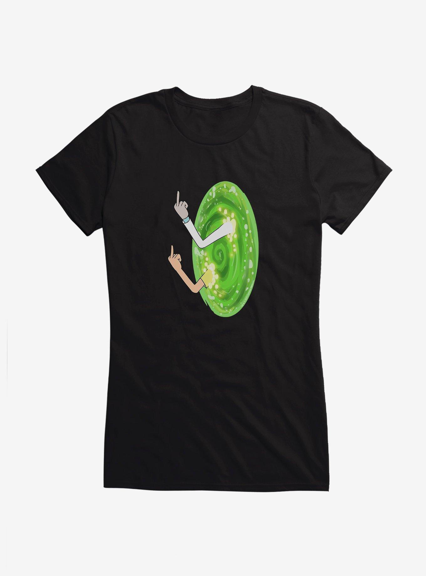 Rick and Morty Portal Middle Finger Girls T-Shirt, , hi-res