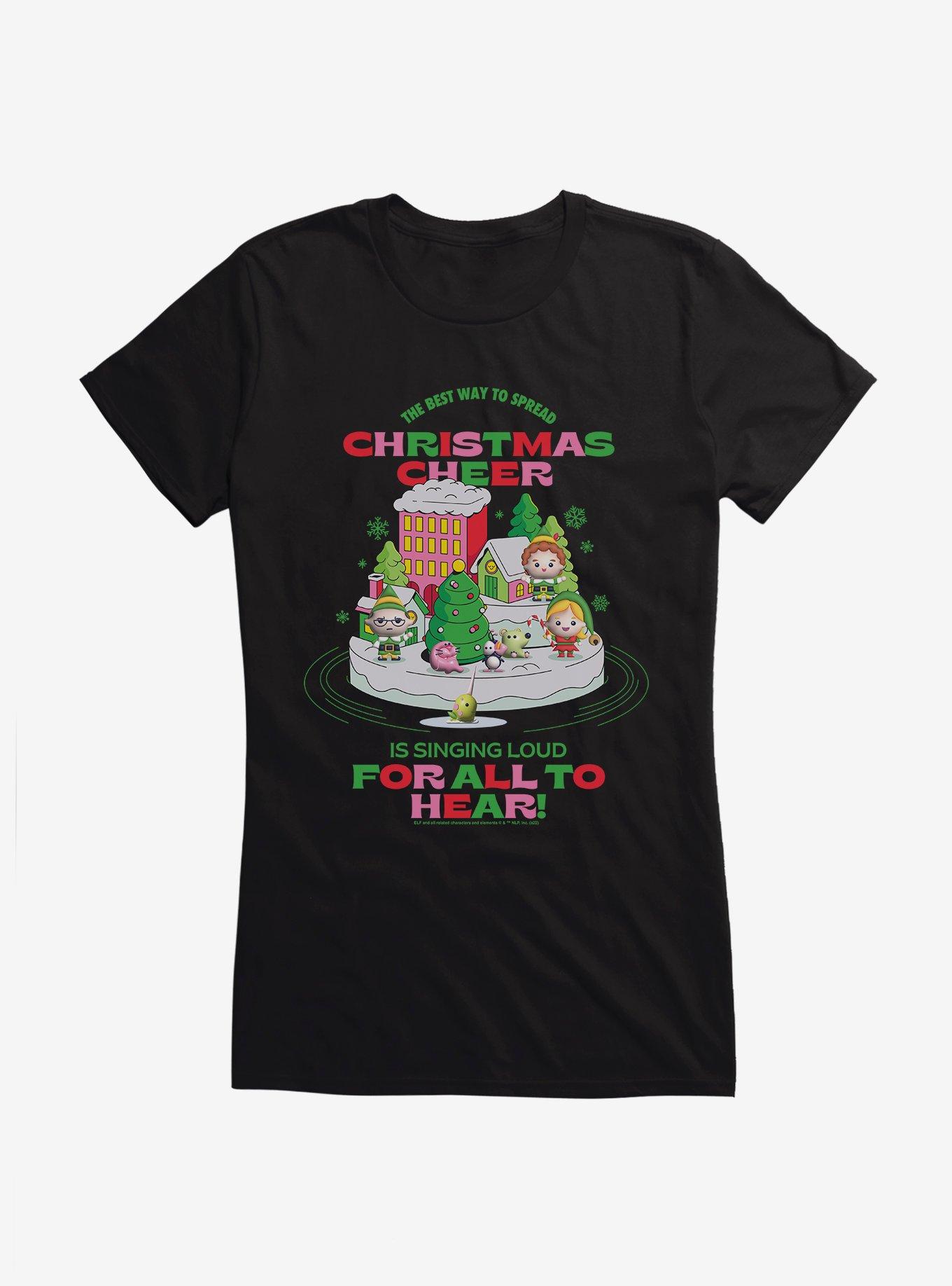 Elf Christmas Cheer Girls T-Shirt, BLACK, hi-res