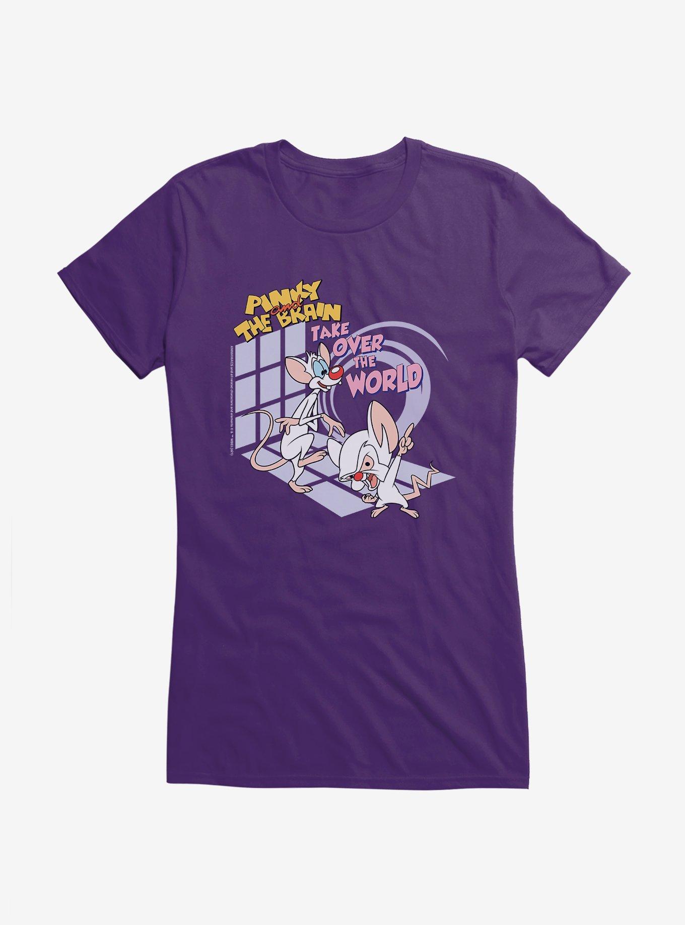 Animaniacs Pinky And The Brain Takeover Girls T-Shirt, PURPLE, hi-res