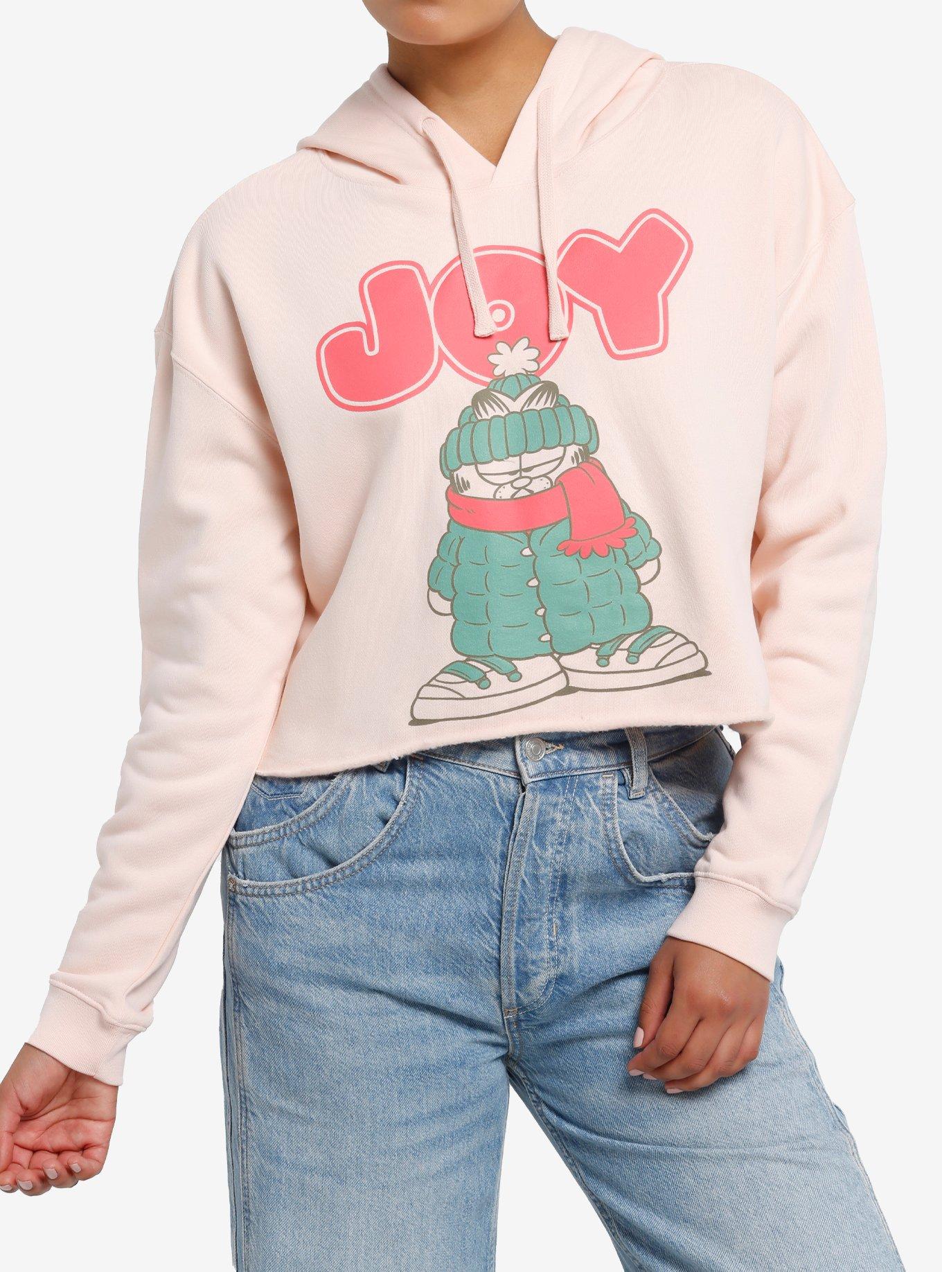 Garfield Joy Pastel Pink Crop Girls Hoodie Hot Topic