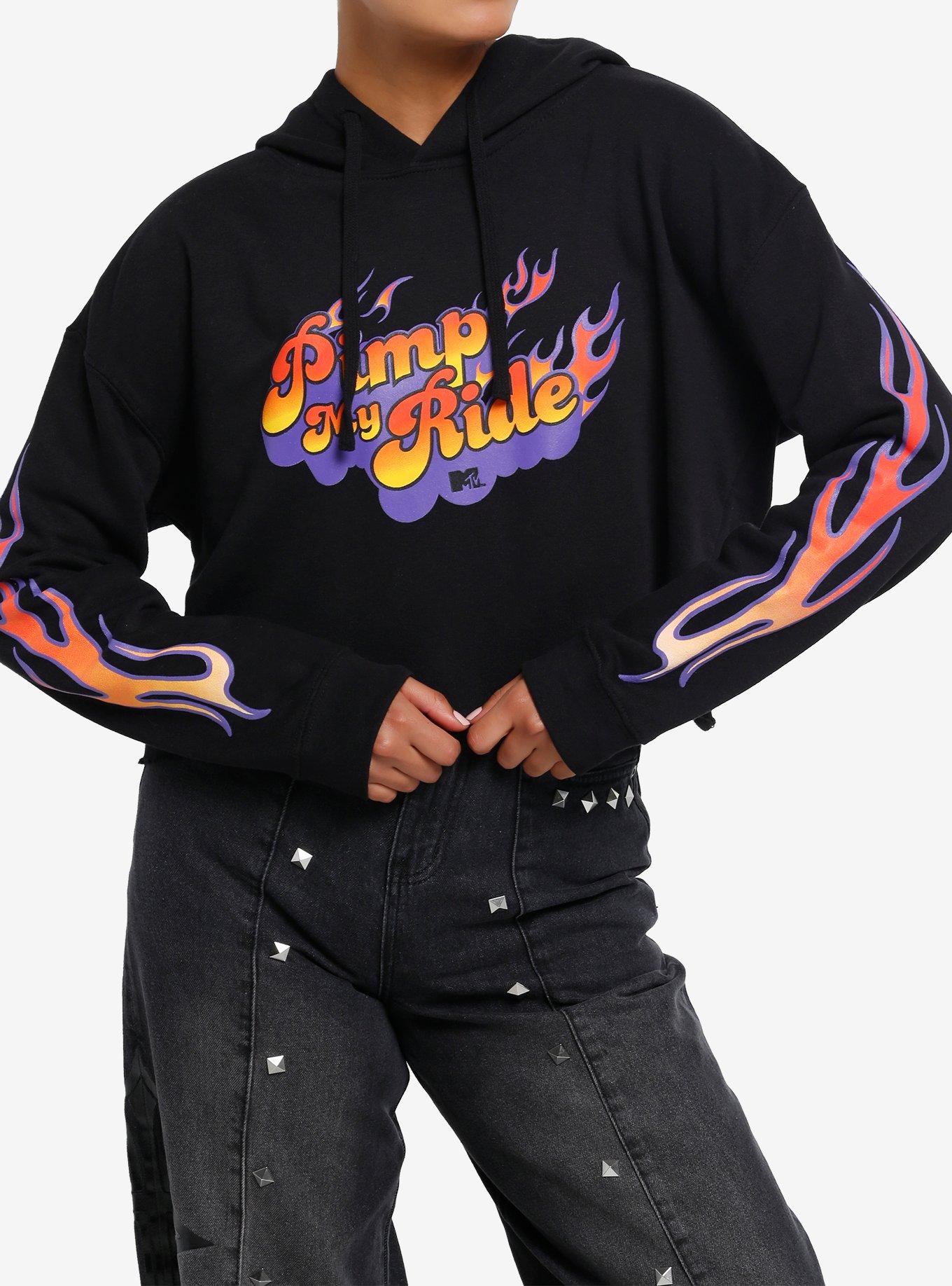 MTV Pimp My Ride Flames Crop Girls Hoodie, , hi-res