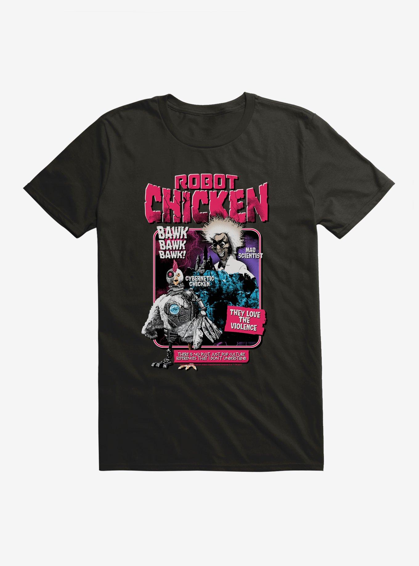 Robot Chicken They Love The Violence T-Shirt, BLACK, hi-res