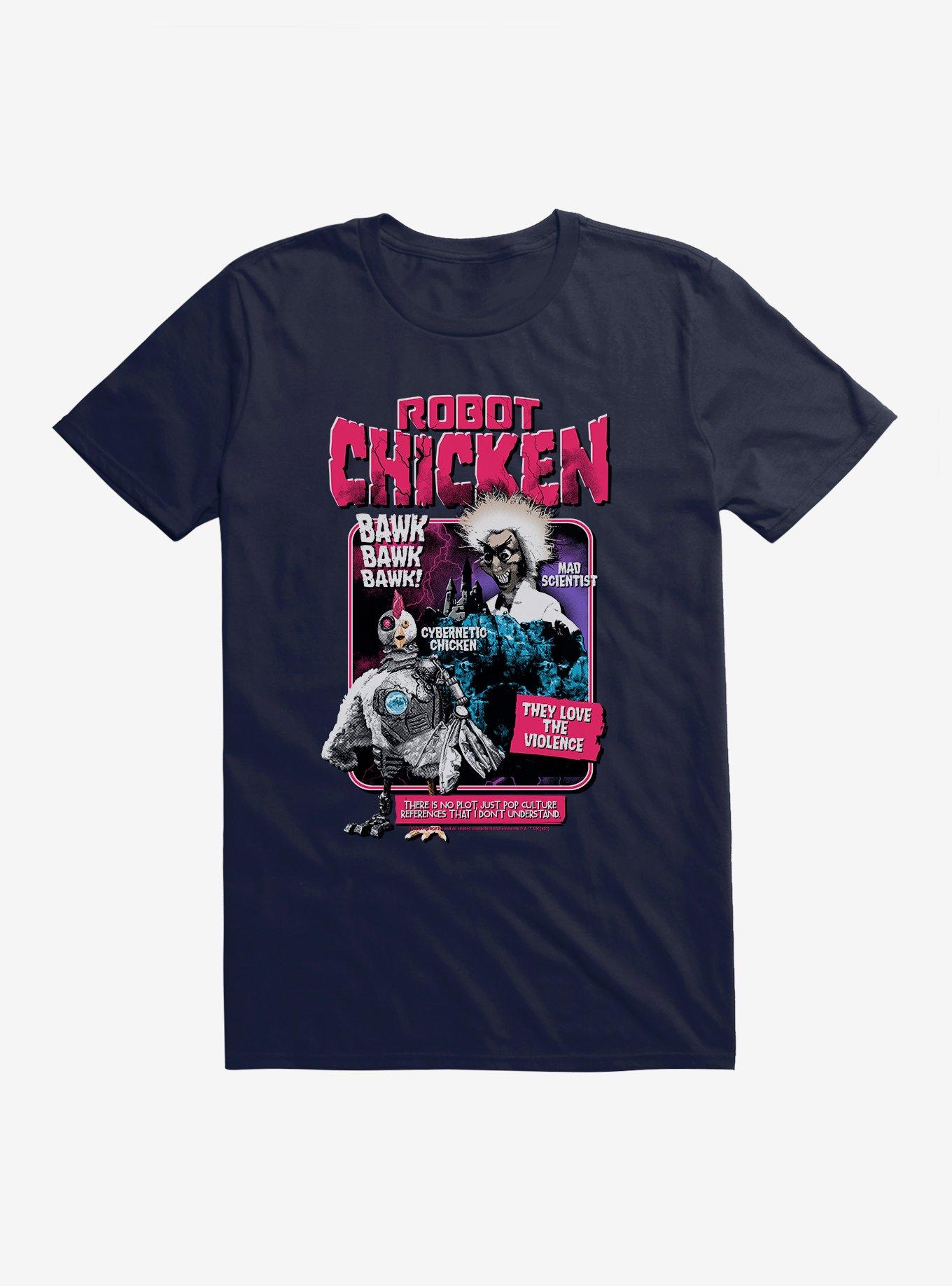 Robot Chicken They Love The Violence T-Shirt, NAVY, hi-res