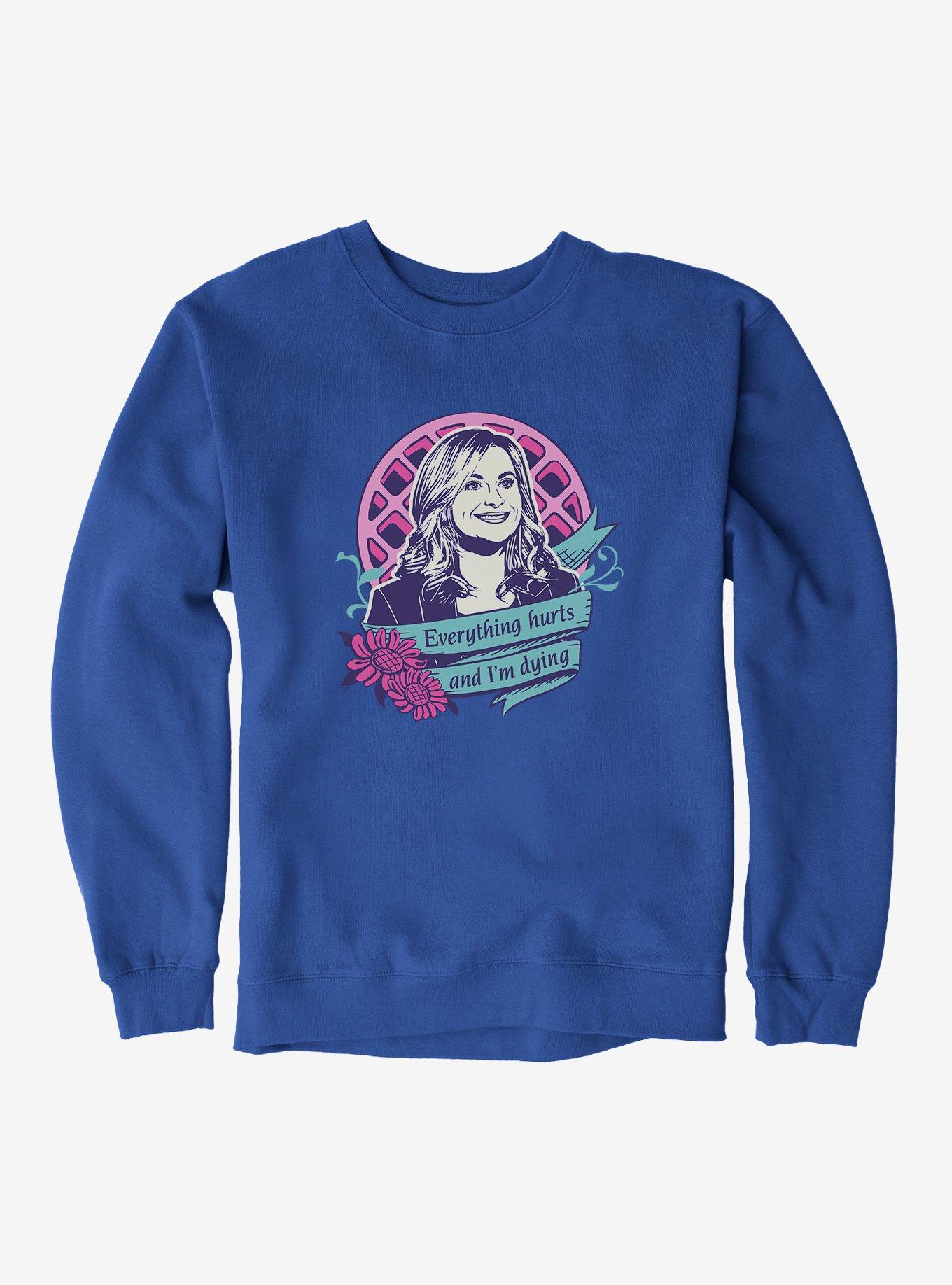 Parks And Recreation Everything Hurts Sweatshirt, ROYAL, hi-res