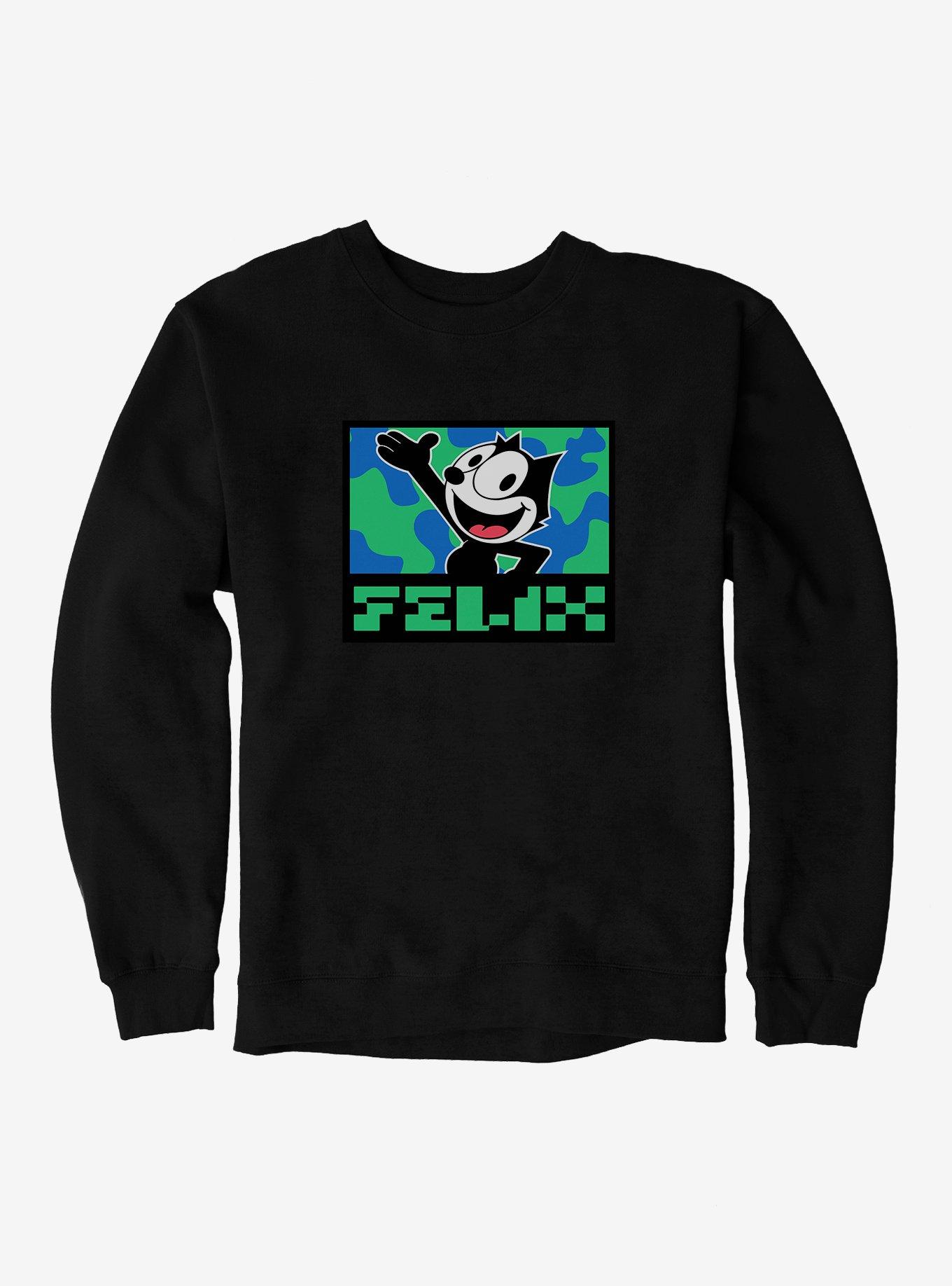 Felix The Cat Pixilated Felix Text Sweatshirt