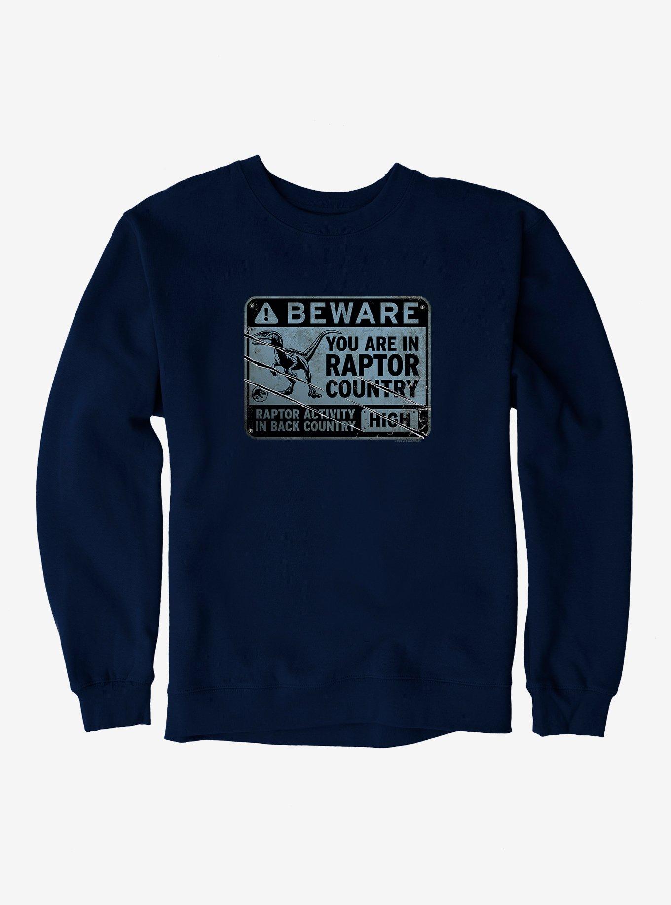 Jurassic World Dominion Beware Raptor Country Sweatshirt, NAVY, hi-res