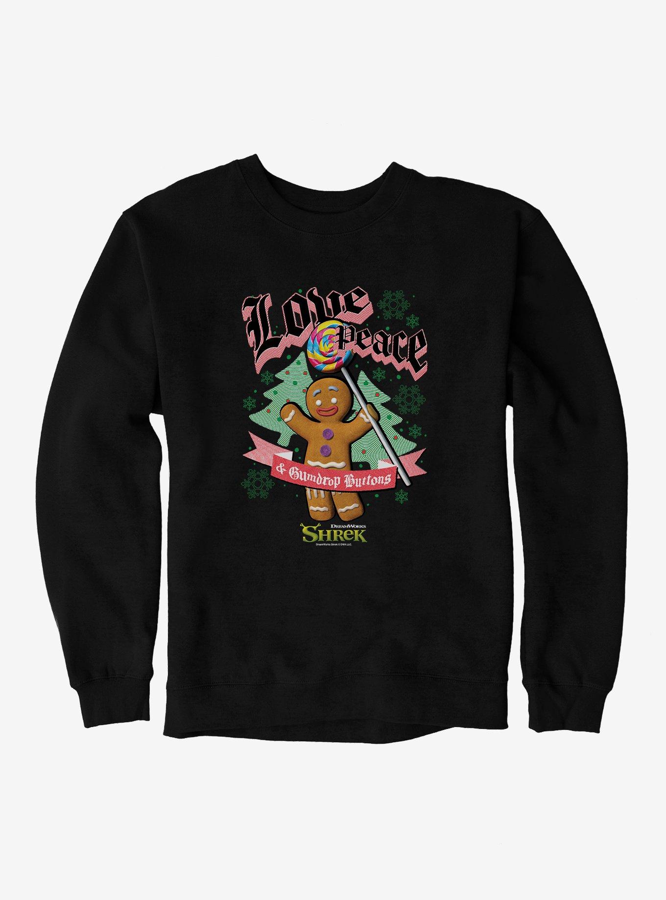 Shrek Love Peace & Gumdrop Buttons Sweatshirt