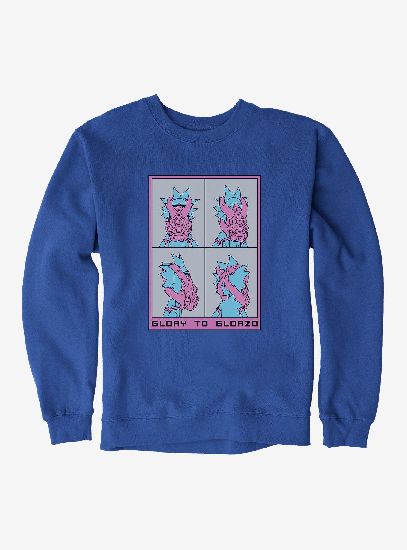Rick And Morty Glory To Glorzo Sweatshirt, ROYAL, hi-res view 1