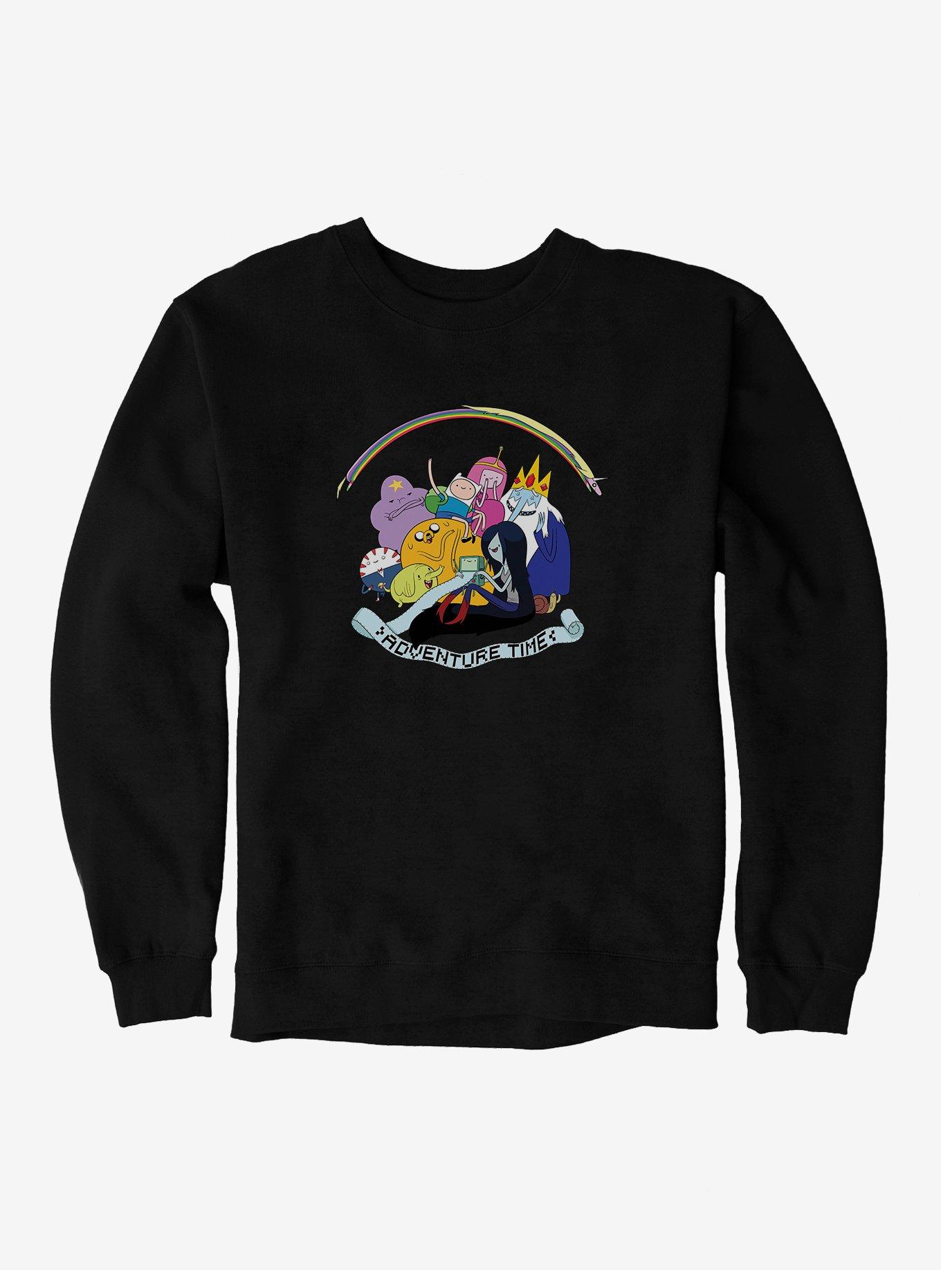 Adventure Time Group Smiling Sweatshirt, BLACK, hi-res