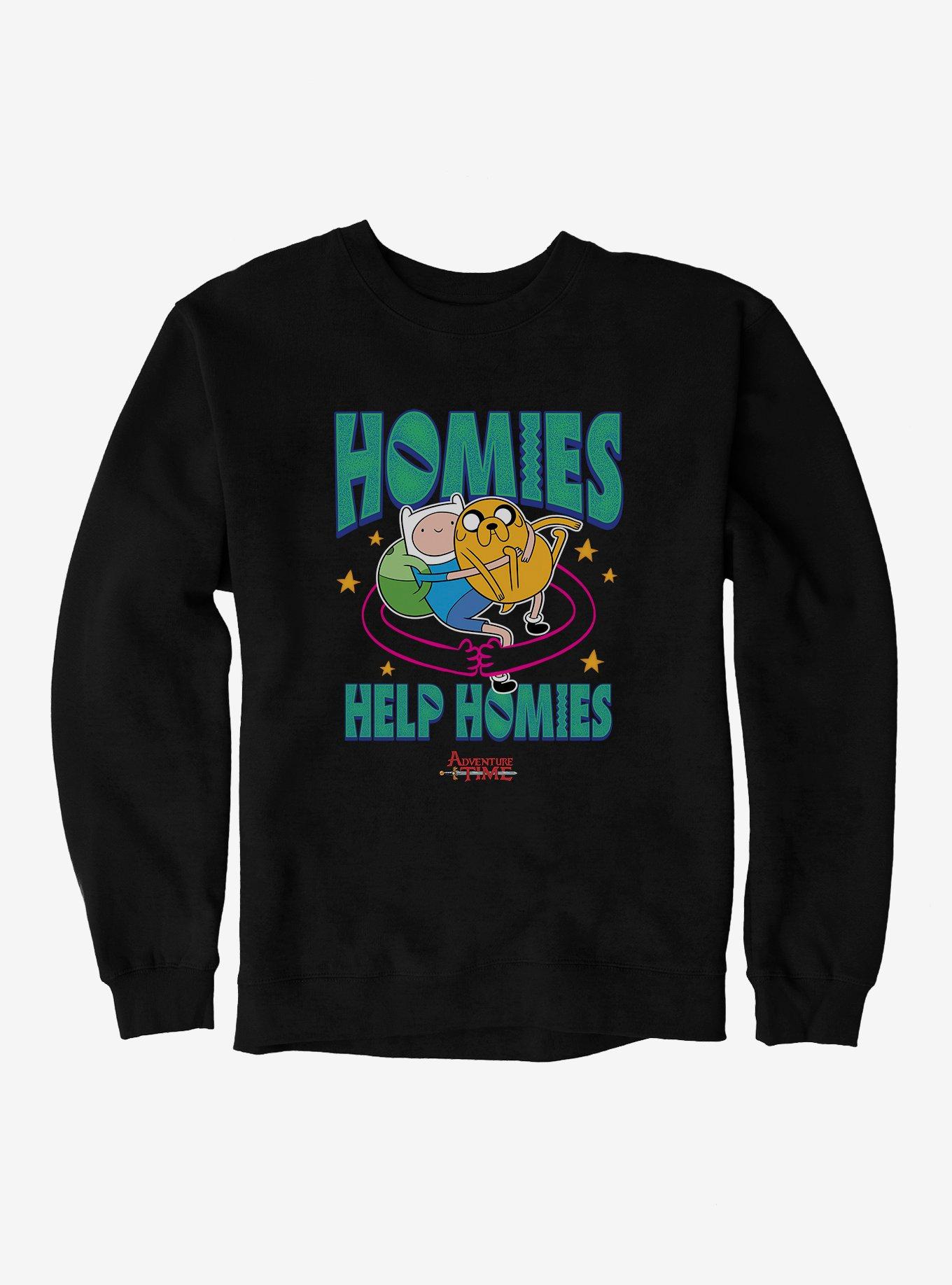 Adventure Time Homies Help Homies Sweatshirt, BLACK, hi-res