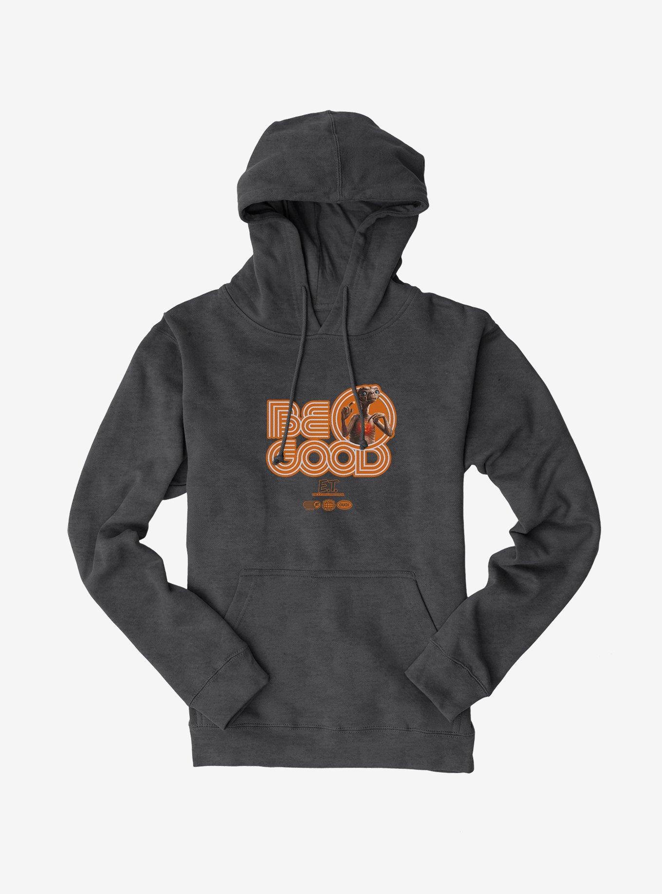 E.T. 40th Anniversary Be Good Bold Striped Font Orange Hoodie, DARK HEATHER, hi-res