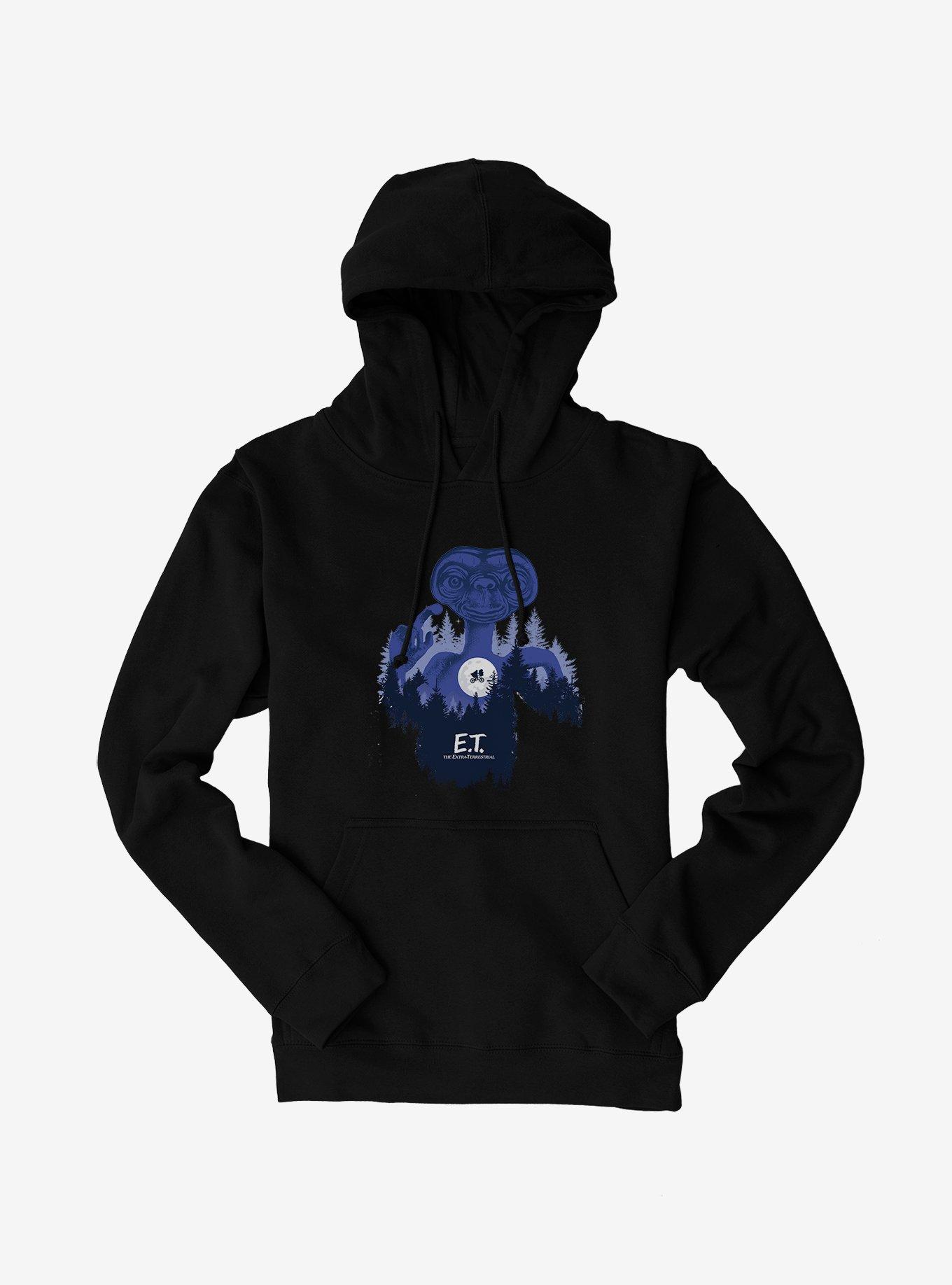 E.T. 40th Anniversary Flying Bicycle In Woods Graphic Hoodie, BLACK, hi-res